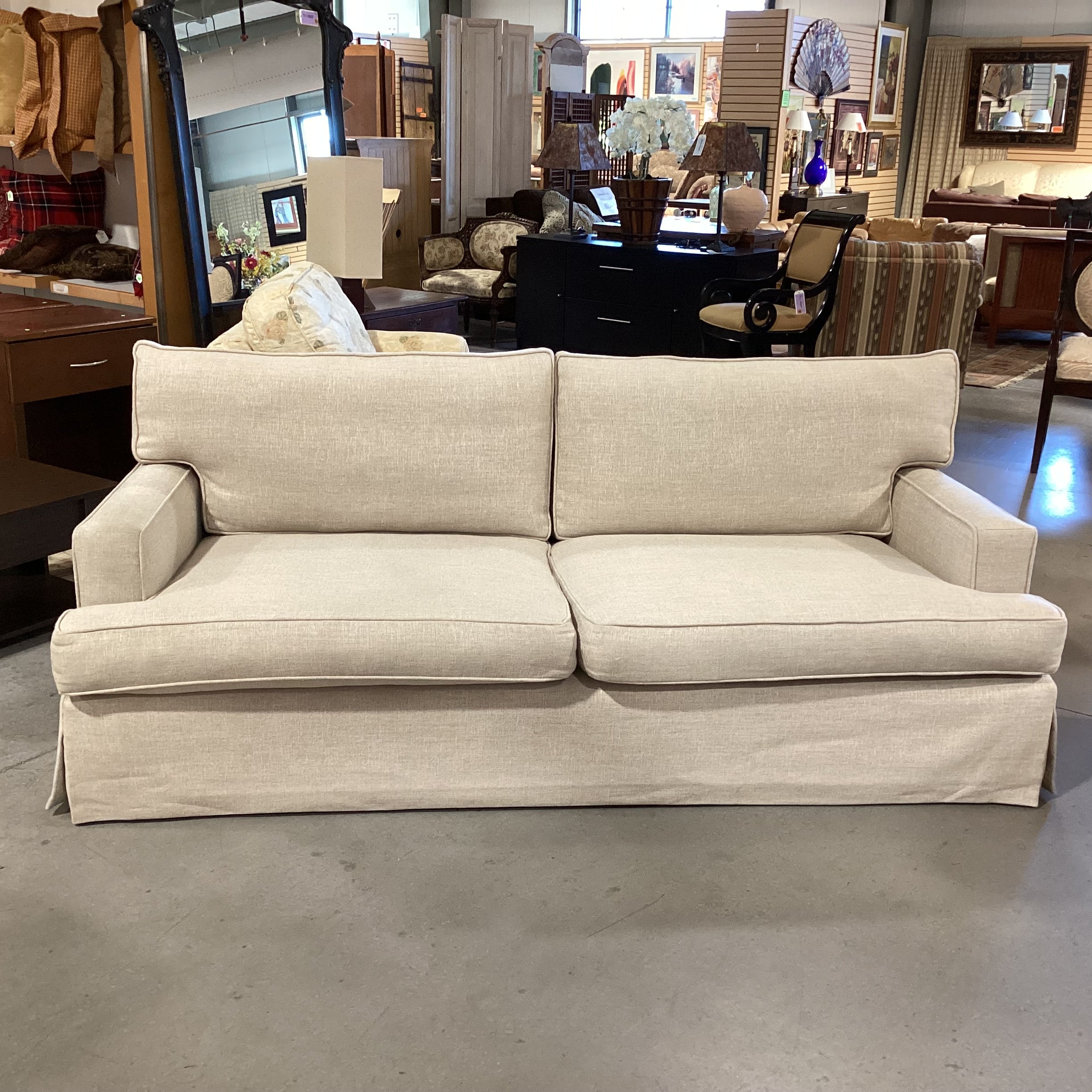 Barclay Buttera Home Los Angeles Oatmeal Heavy Texture Woven Down Mix Custom Sofa 85"x 41"x 32"