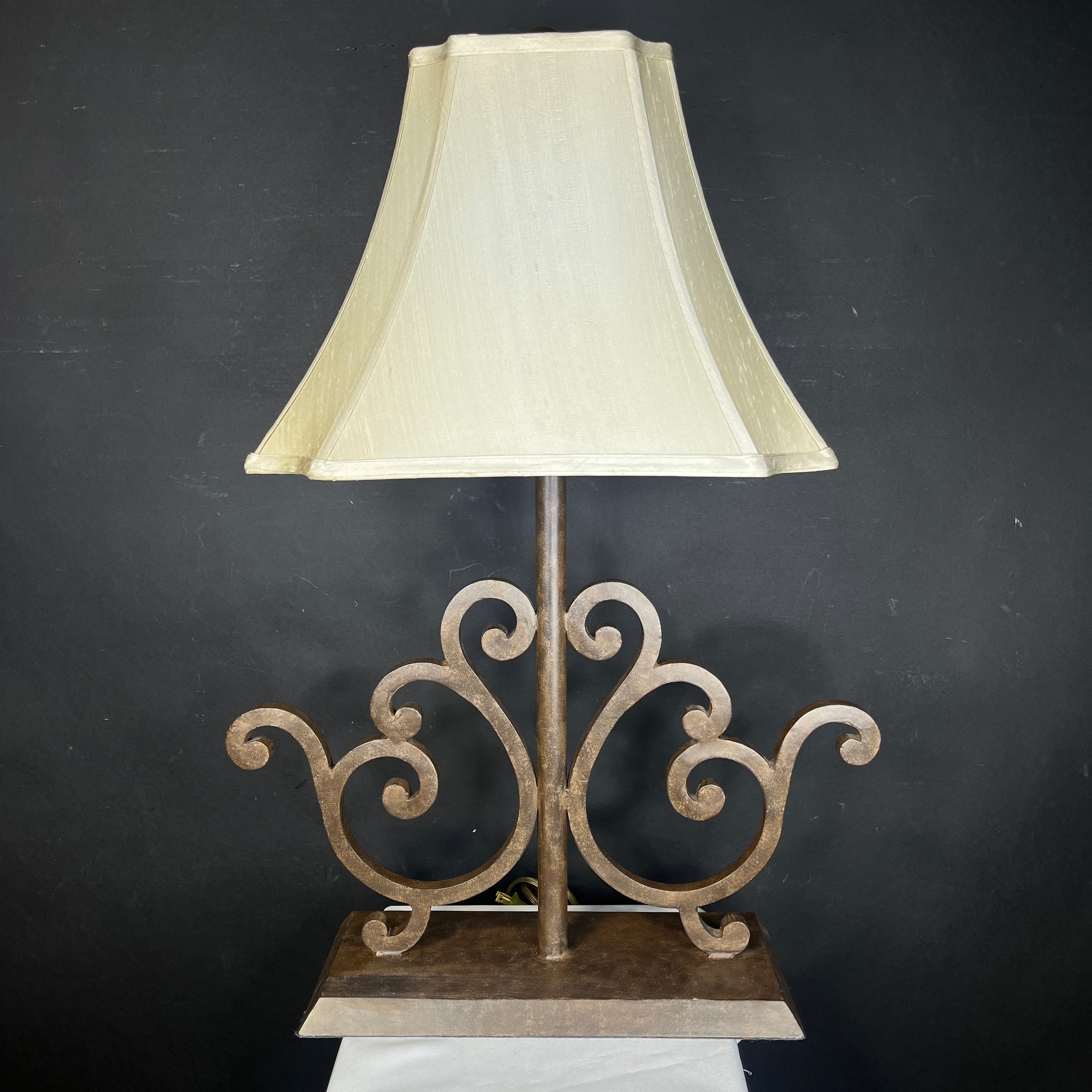 Dana Creath Designs Bronze Iron Scroll with Shade Table Lamp 22”x 12”x 30”