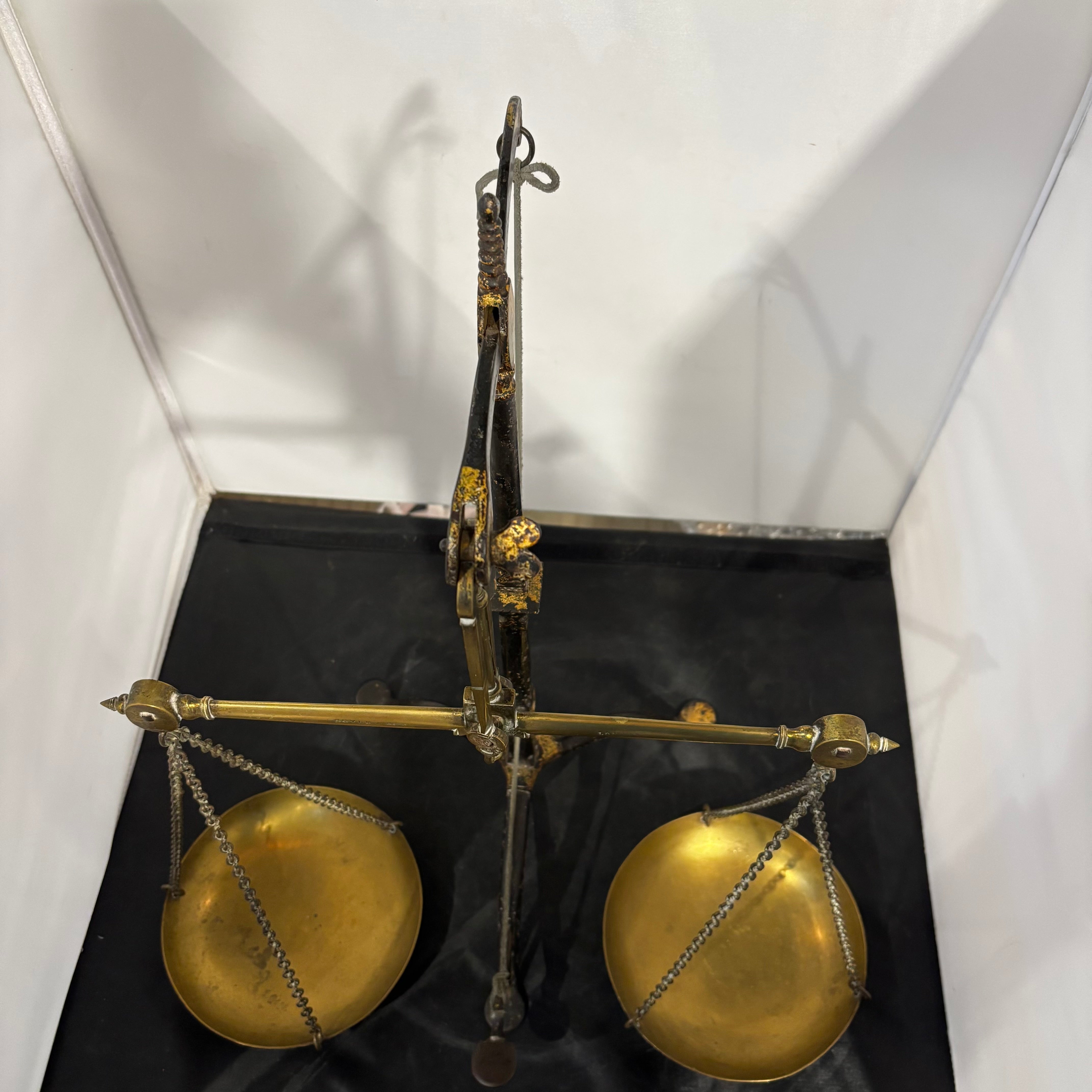 Doyle & Sons Antique 19th Century Brass Banking Scales 18"x 12"x 22"