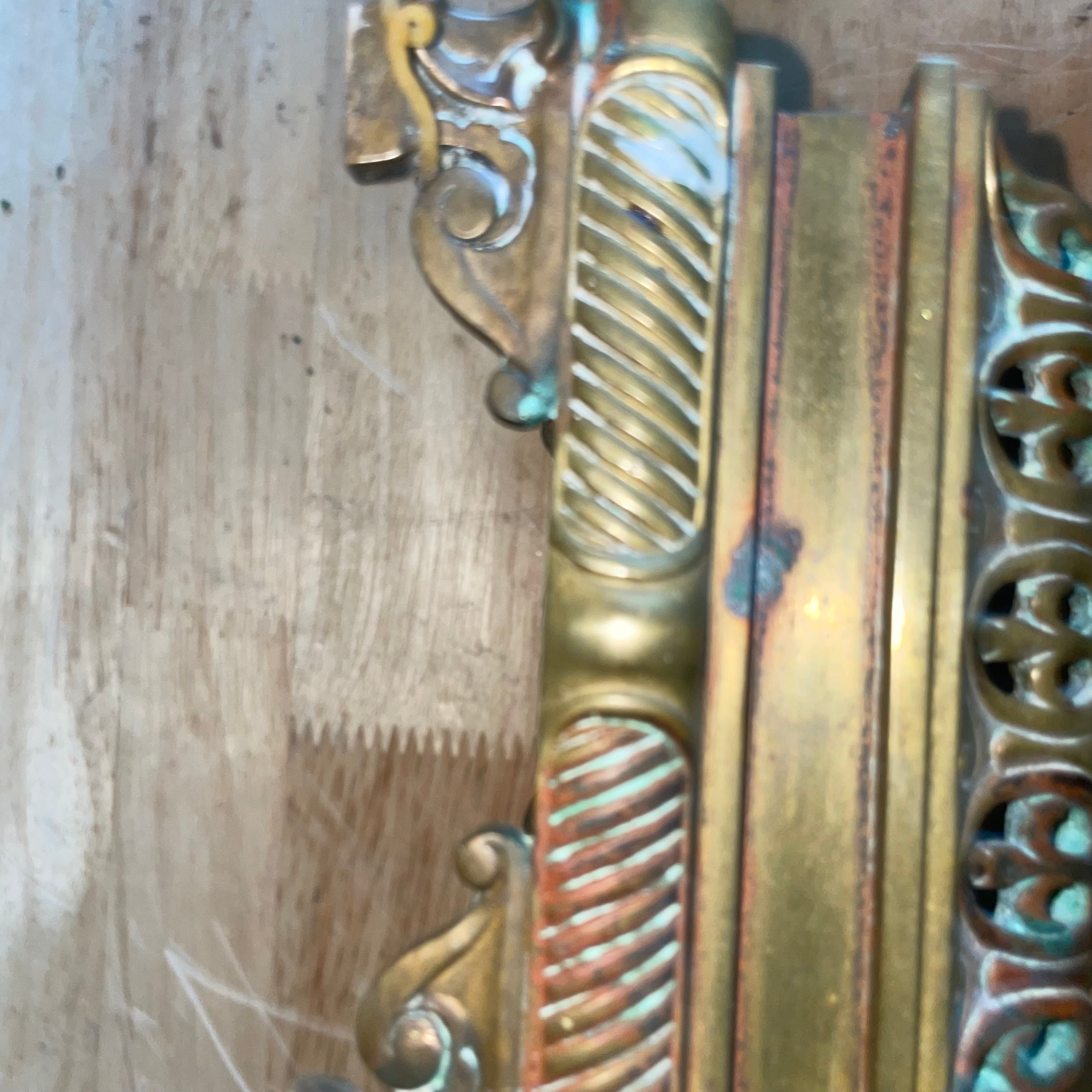 Antique French Empire Style Elaborate Brass/Bronze Candelabras, Pair, 10.25"x 4.25"x 15"