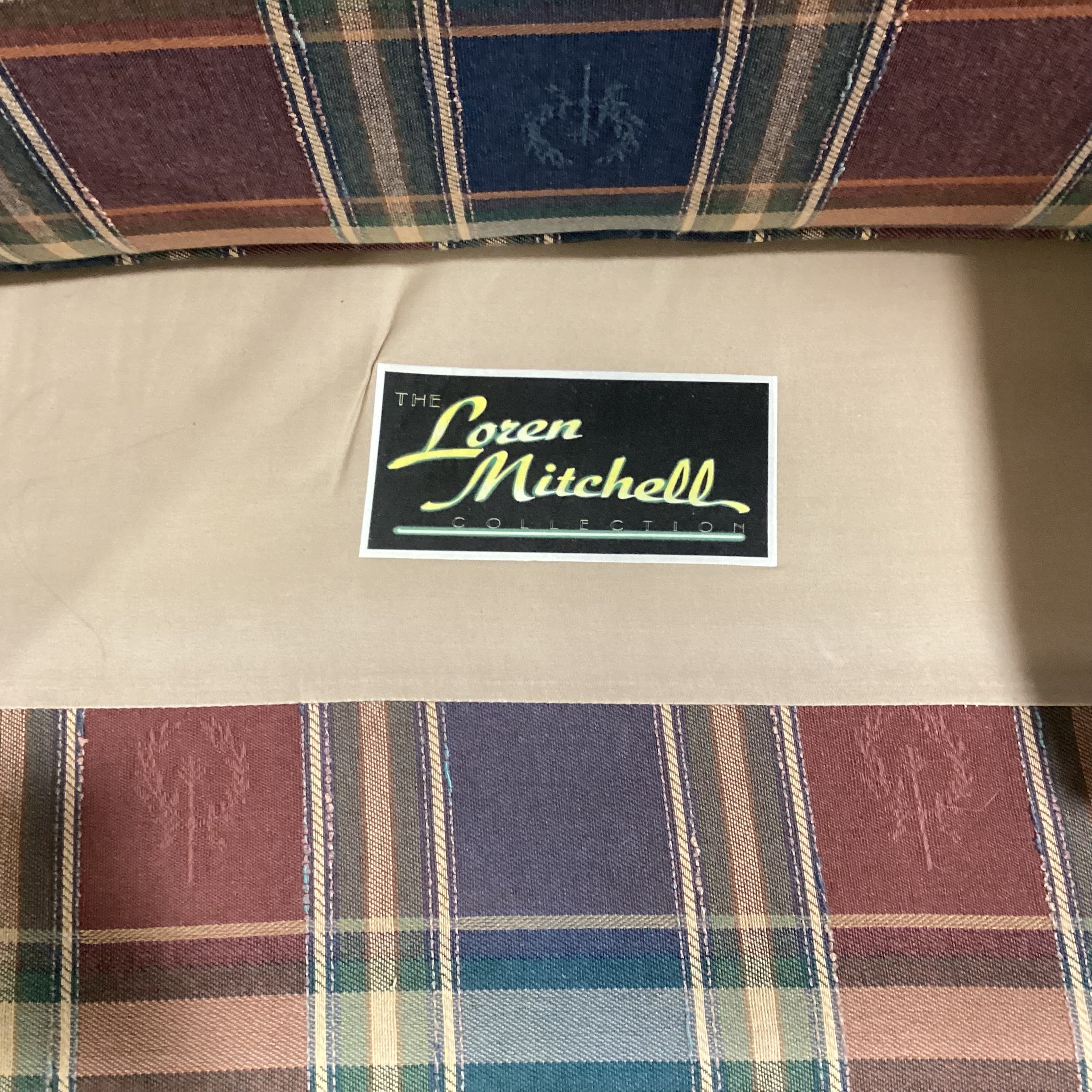Loren Mitchell Blue Red Green with Crest Plaid Wing Chair 35"x 36"x 44"