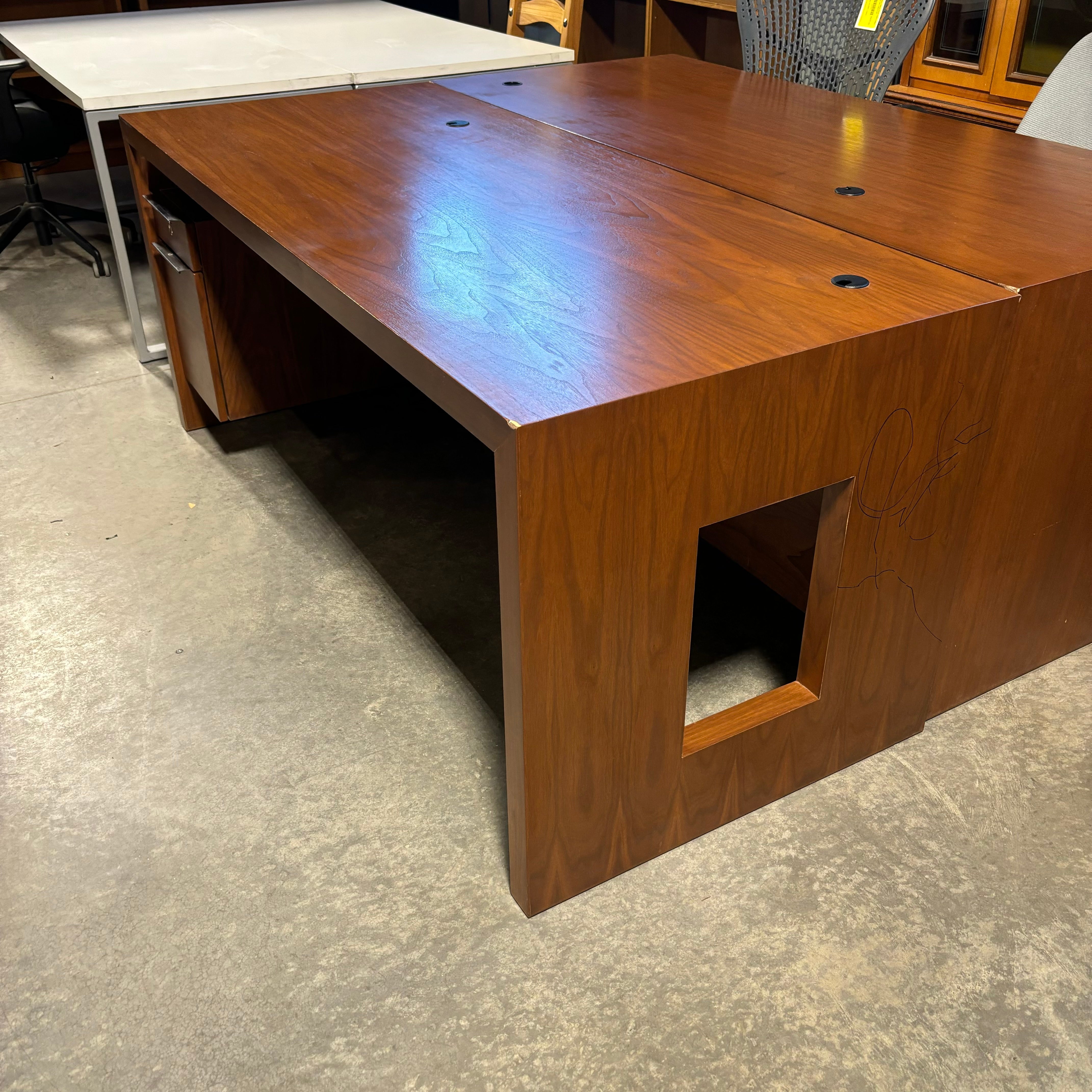 Medium Finish Solid Wood with 2 Soft Close Drawers Executive Desk 72"x 30"x 30"