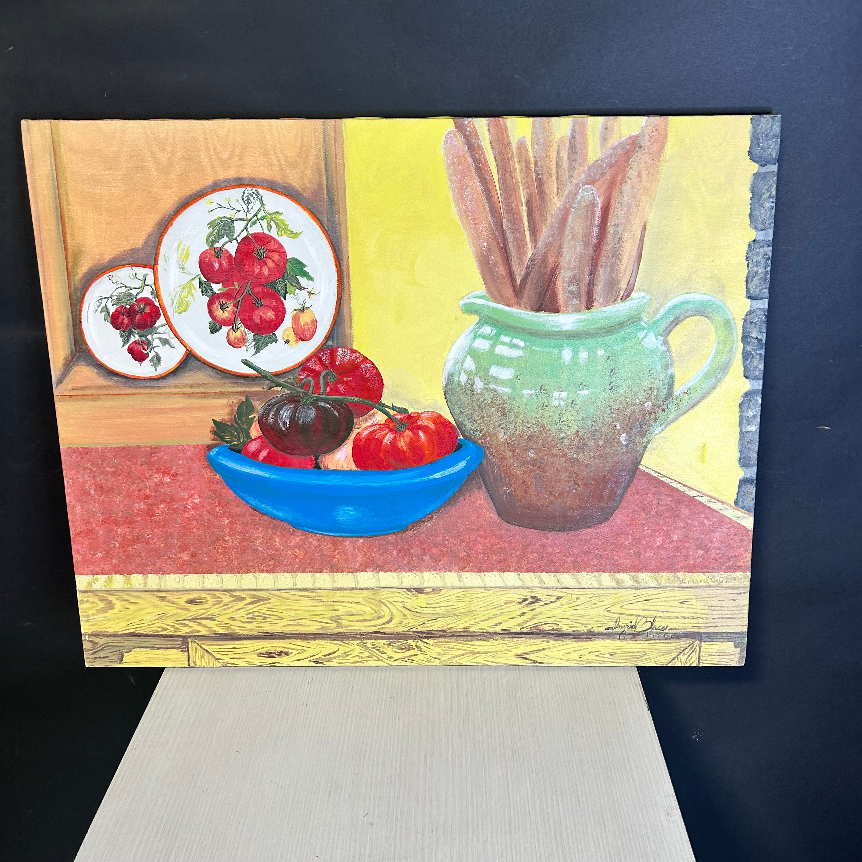 Acrilic Painting By Ingrid Blass Tittled Heirloom Tomatoes 28"x 22"