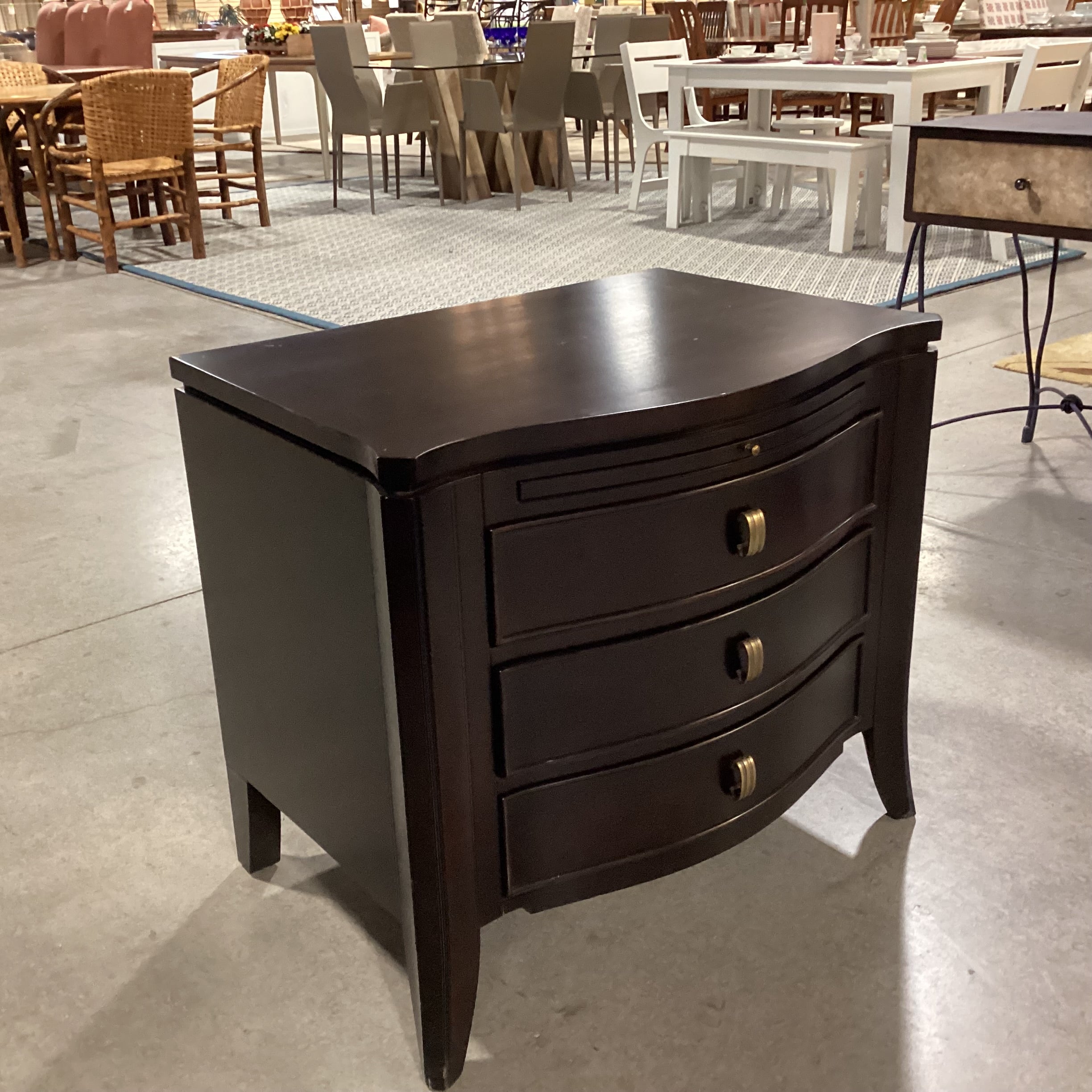 Brownstone Dark Finish Wood 3 Drawer with Pullout Night Stand 31.5"x 22"x 28"