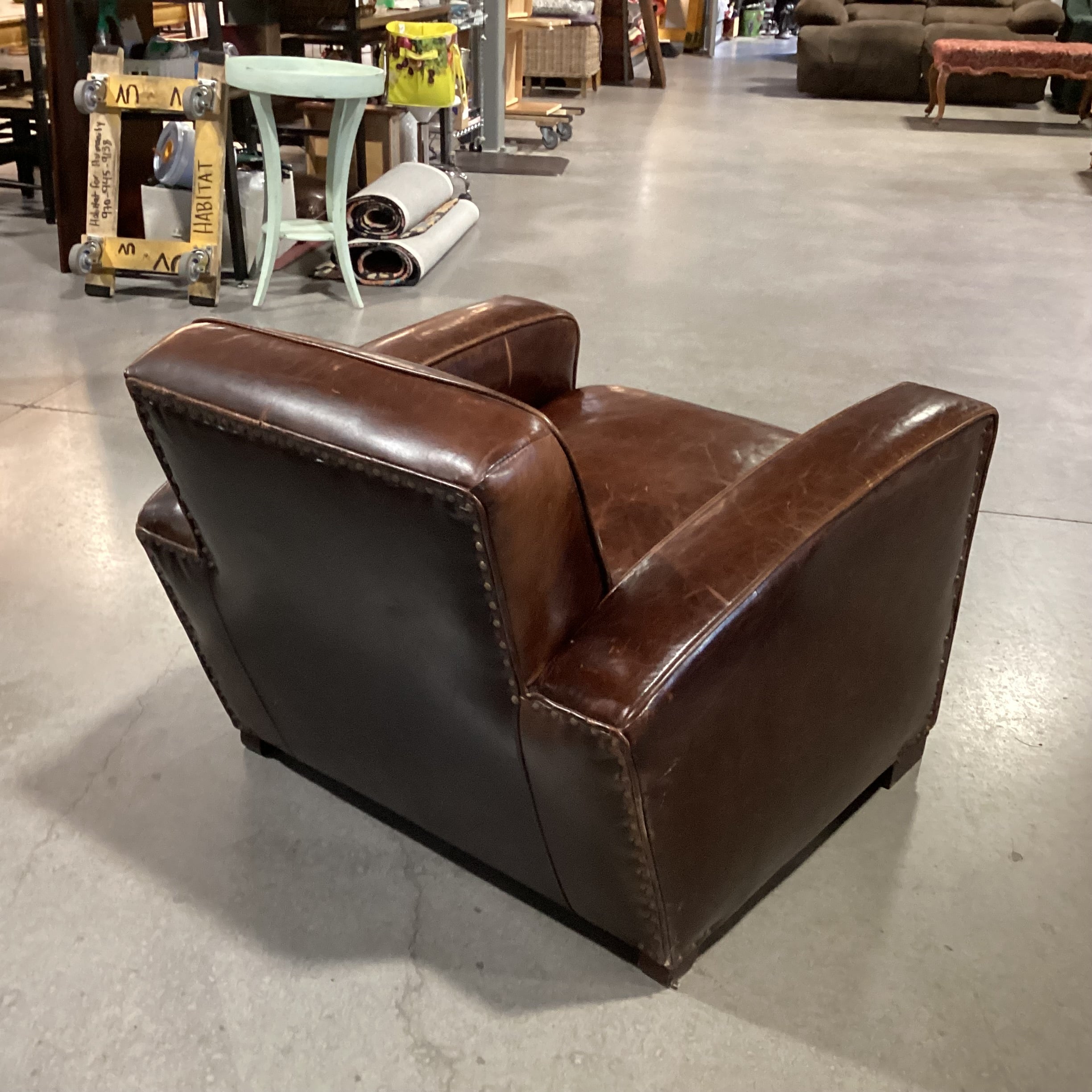 Restoration Hardware Distressed Leather Nailhead Club Chair 34"x 36"x 28"