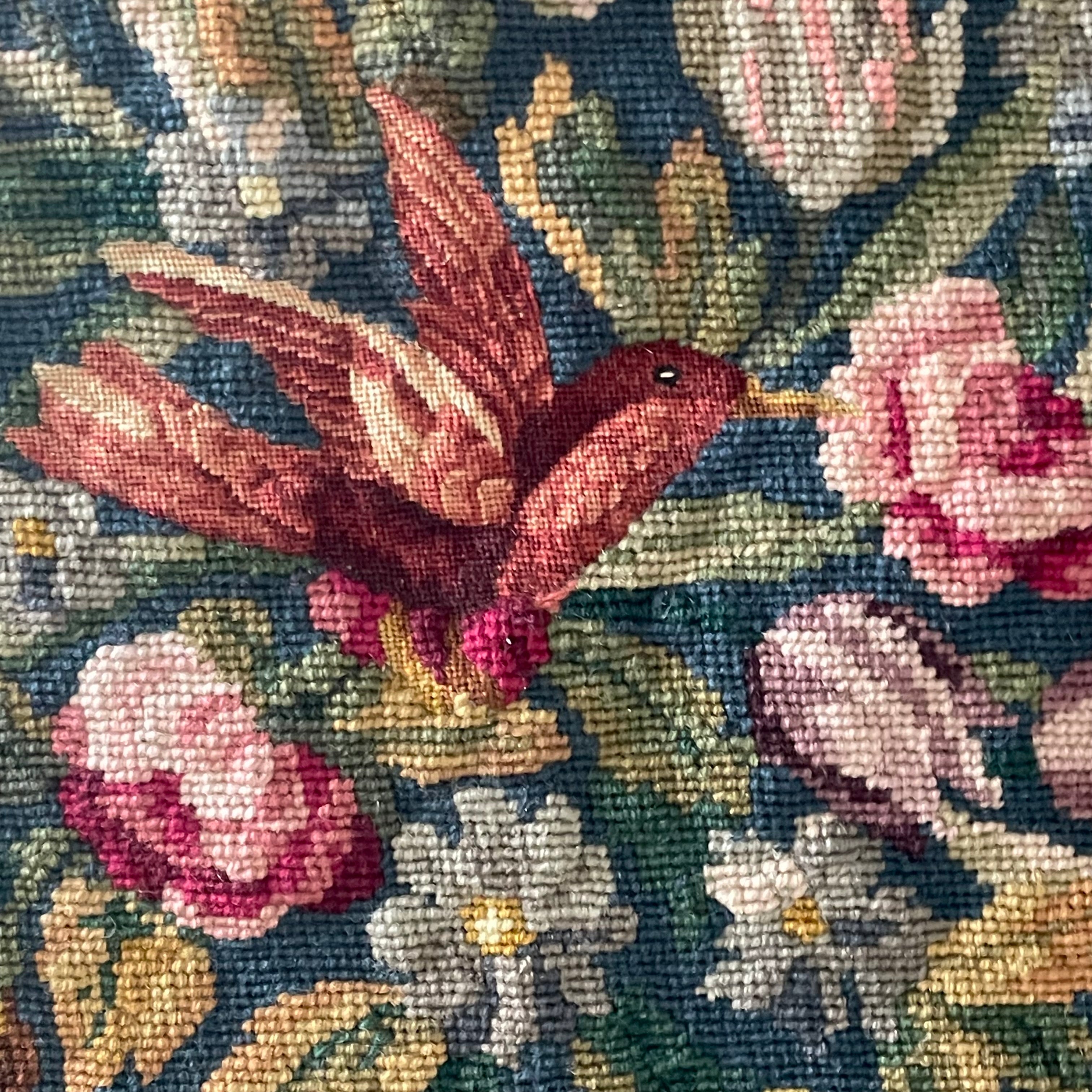 Authentic Vintage French Wool Woven Floral, Birds Tapestry Sample Panel, By Maison Pinton, Paris