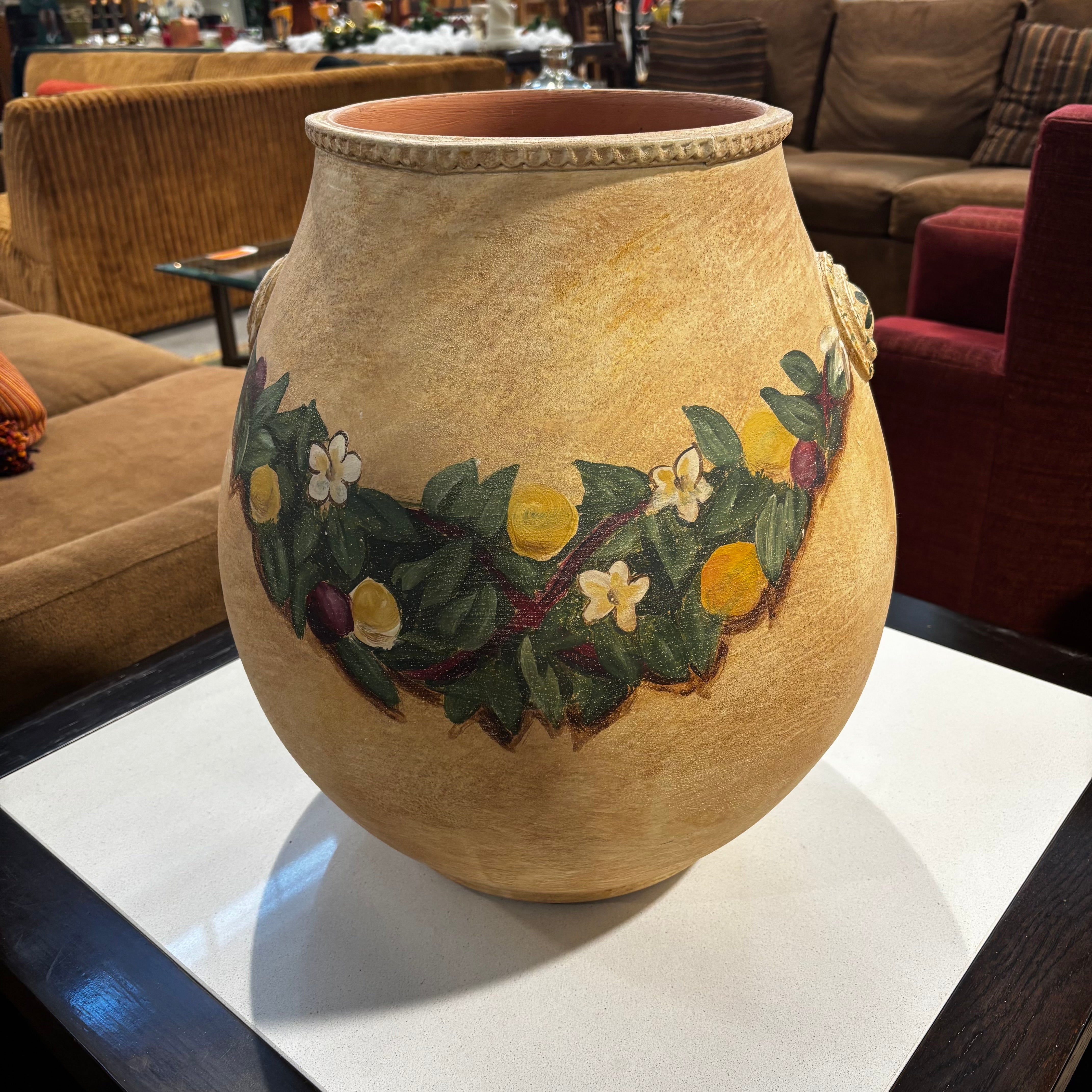 Guild Master Hand-Painted Terra Cotta Large Vase 15"x 18"