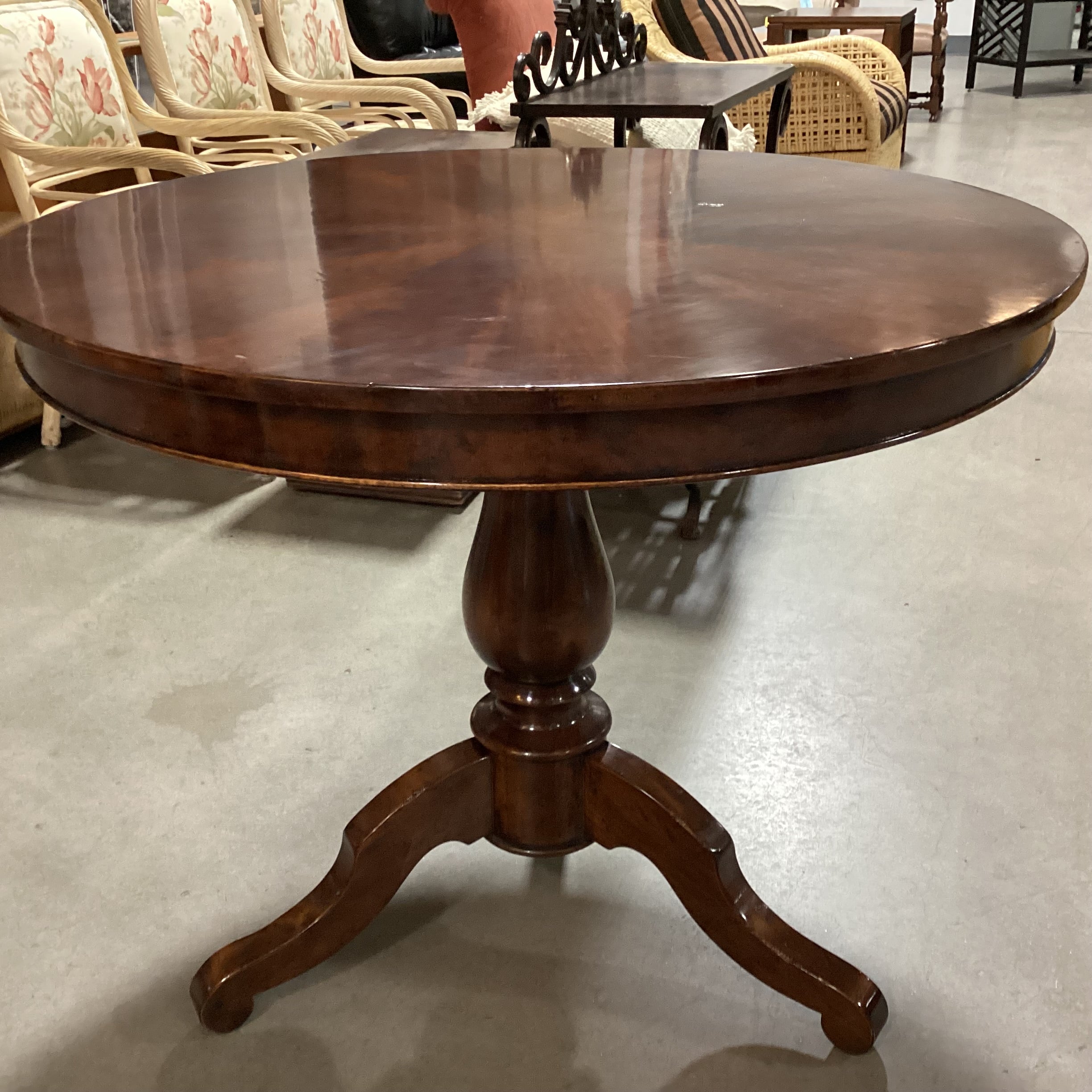 Finished Wood with Pedestal Accent Table 35.5" Diameter x 30"