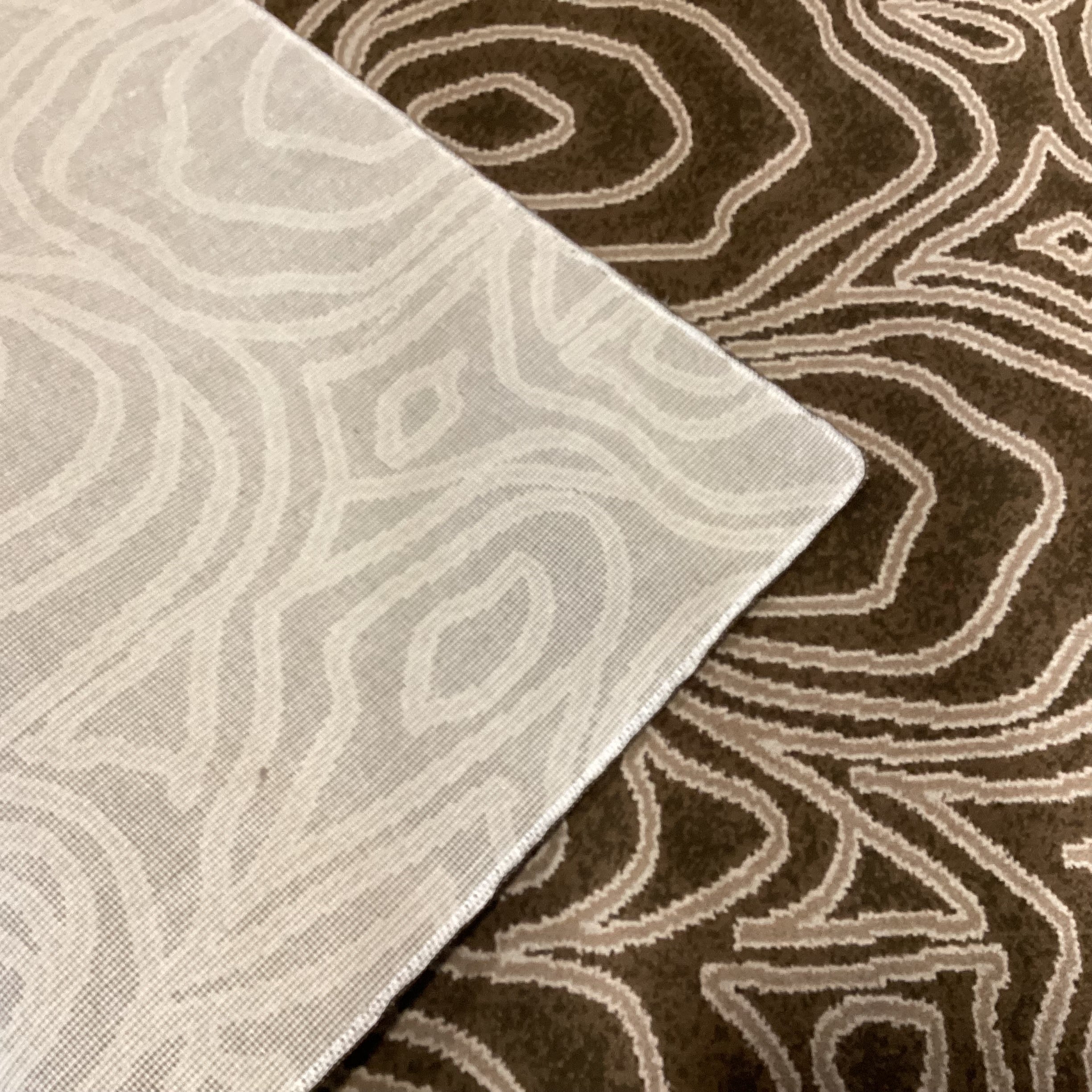 Custom Brown Tan Multi Design Wool Rug 6'x 9'