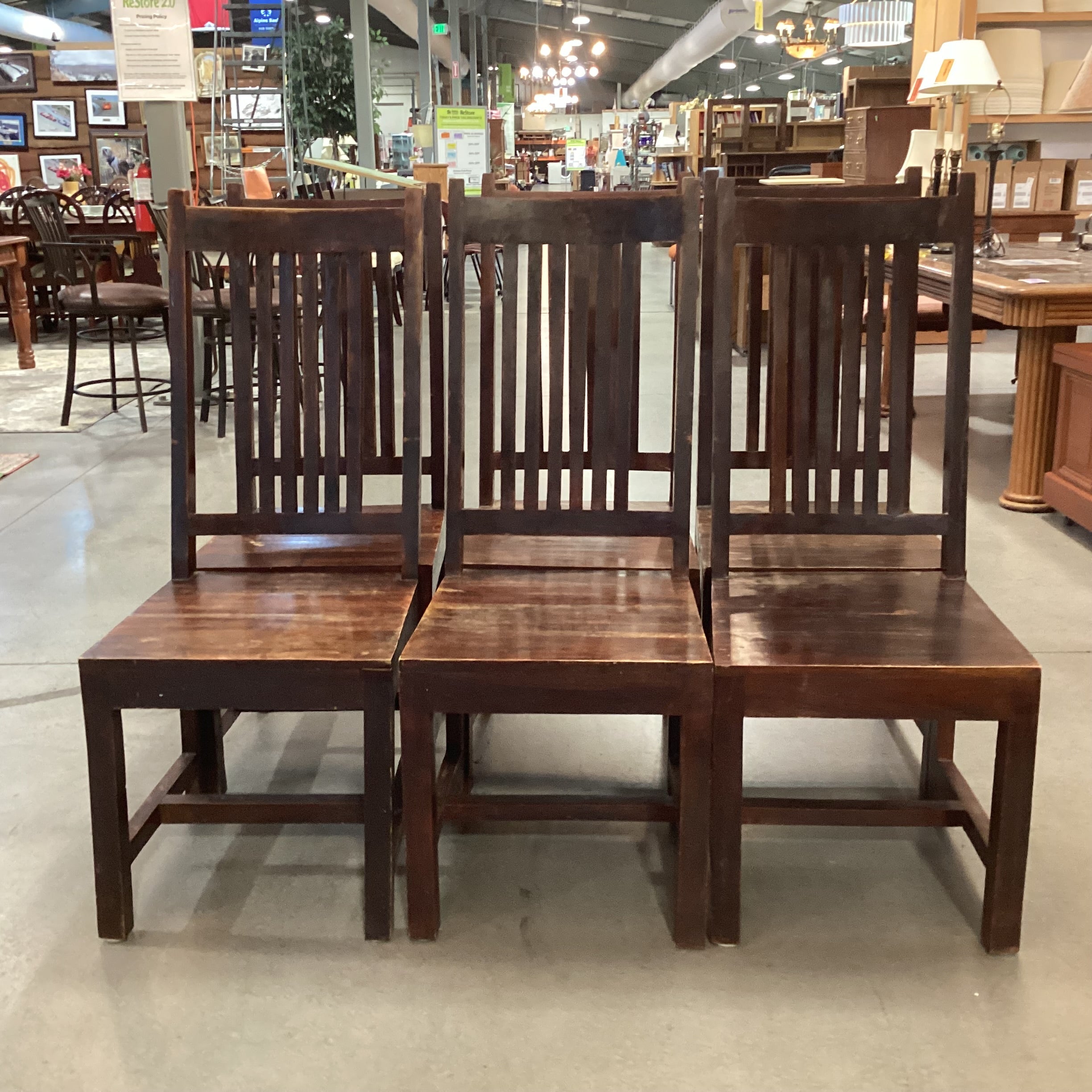 SET of 6 Dark Finish Solid Mango Wood Dining Chairs 18"x 22"x 44"