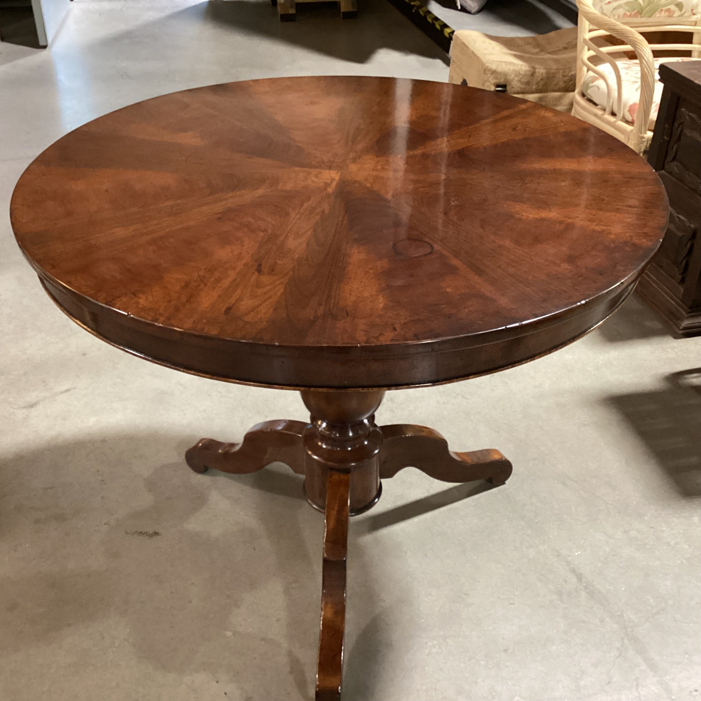 Finished Wood with Pedestal Accent Table 35.5" Diameter x 30"