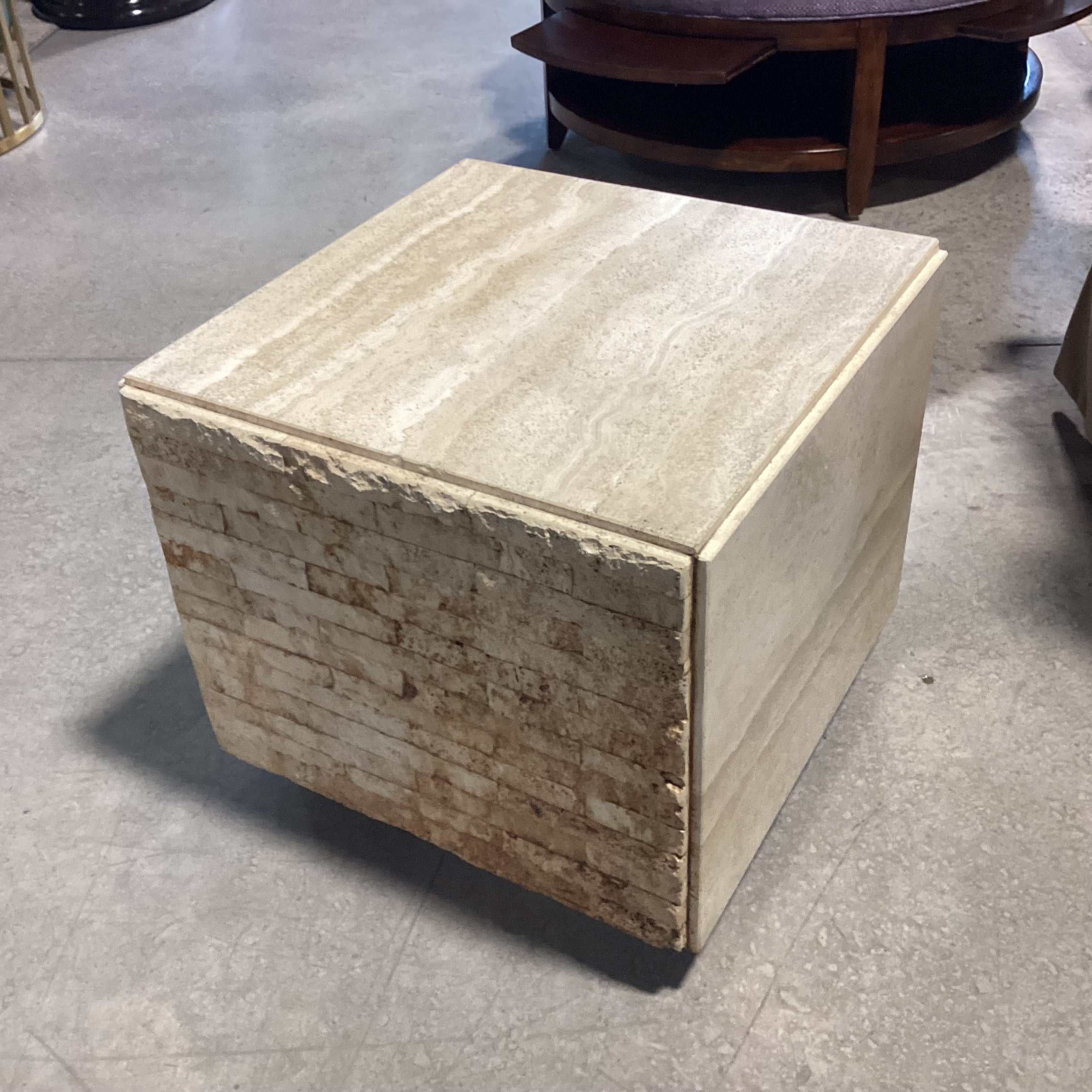 Travertine Rough Stacked & Polished Cube End Table 22"x 22"x 20"