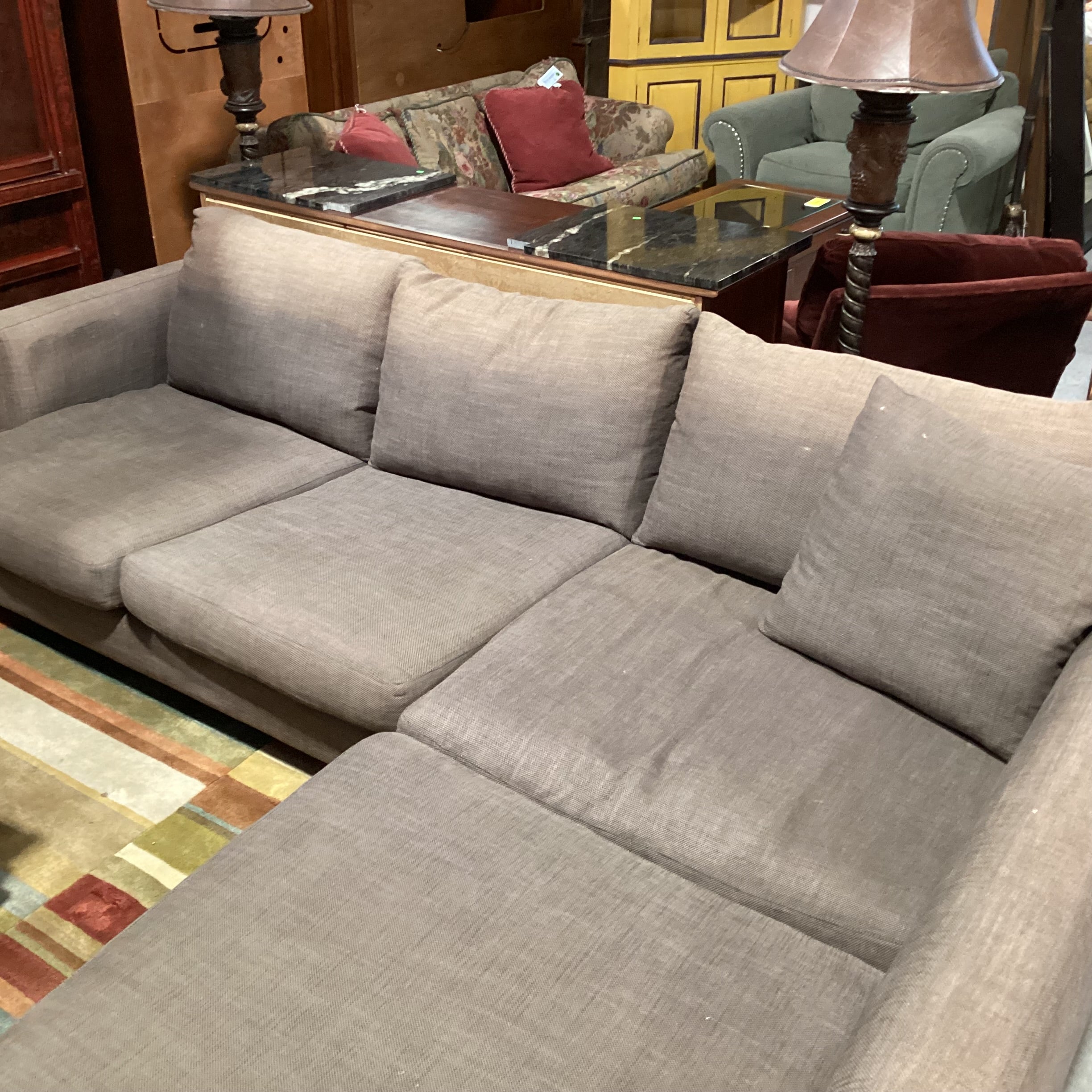 Camerich Brown Linen Down Mix Modern 2 Piece Sectional 113"x 89"x 44"x 25"