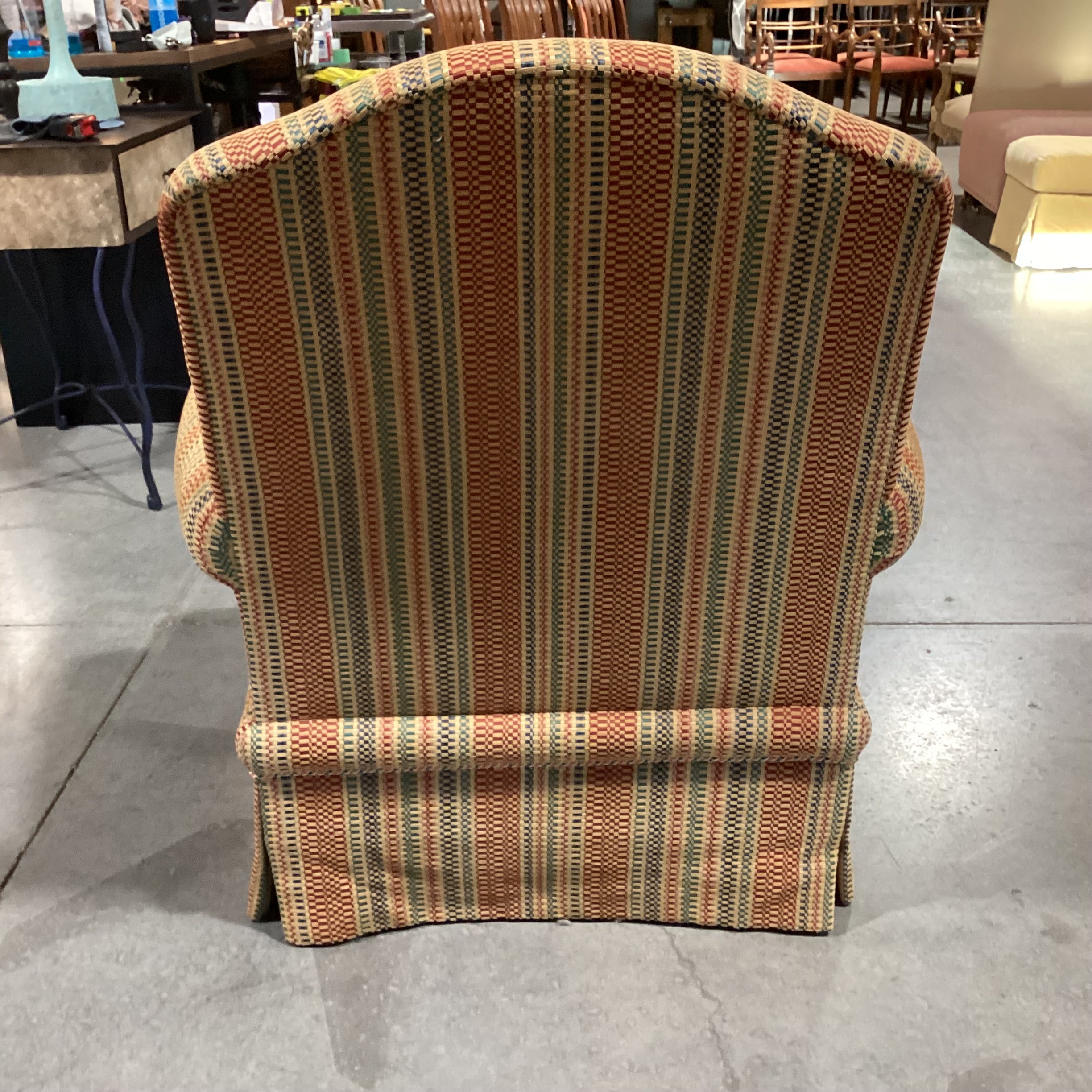 JJ Custom Gold Rust Green Blue Woven Ribbon Stripe Chair 40"x 35"x 42"