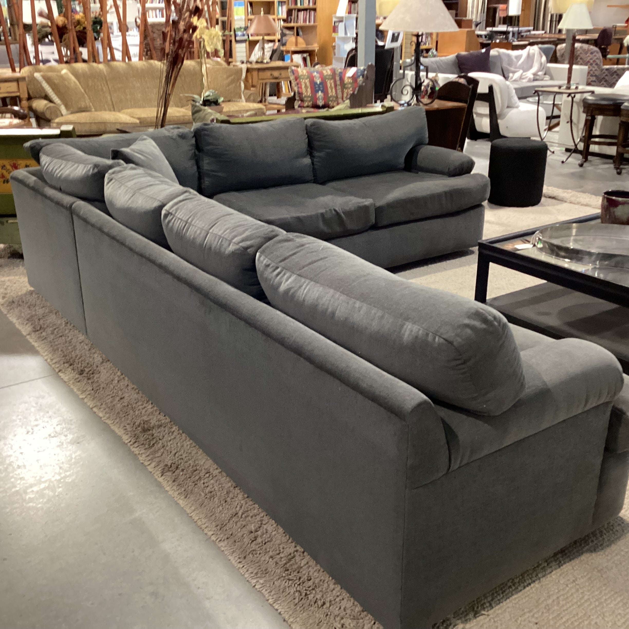 Charcoal Low Profile Down Mix 3 Piece Sectional 96"x 114"x 34"x 26"