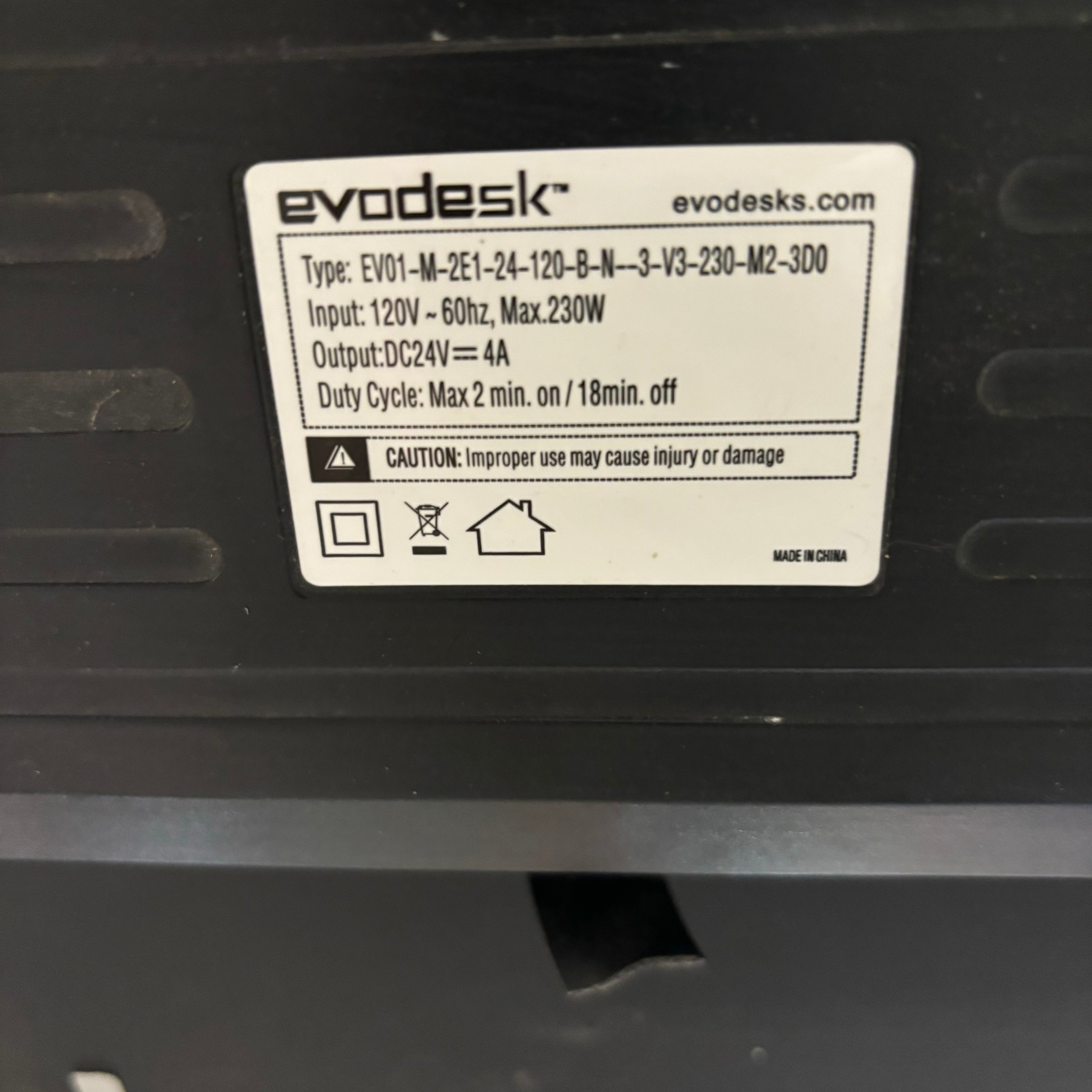 Evodesk Black Coated Wood & Steel Base Adjustable Height Sit to Stand Desk 48"x 30"x 24.5" to 50"
