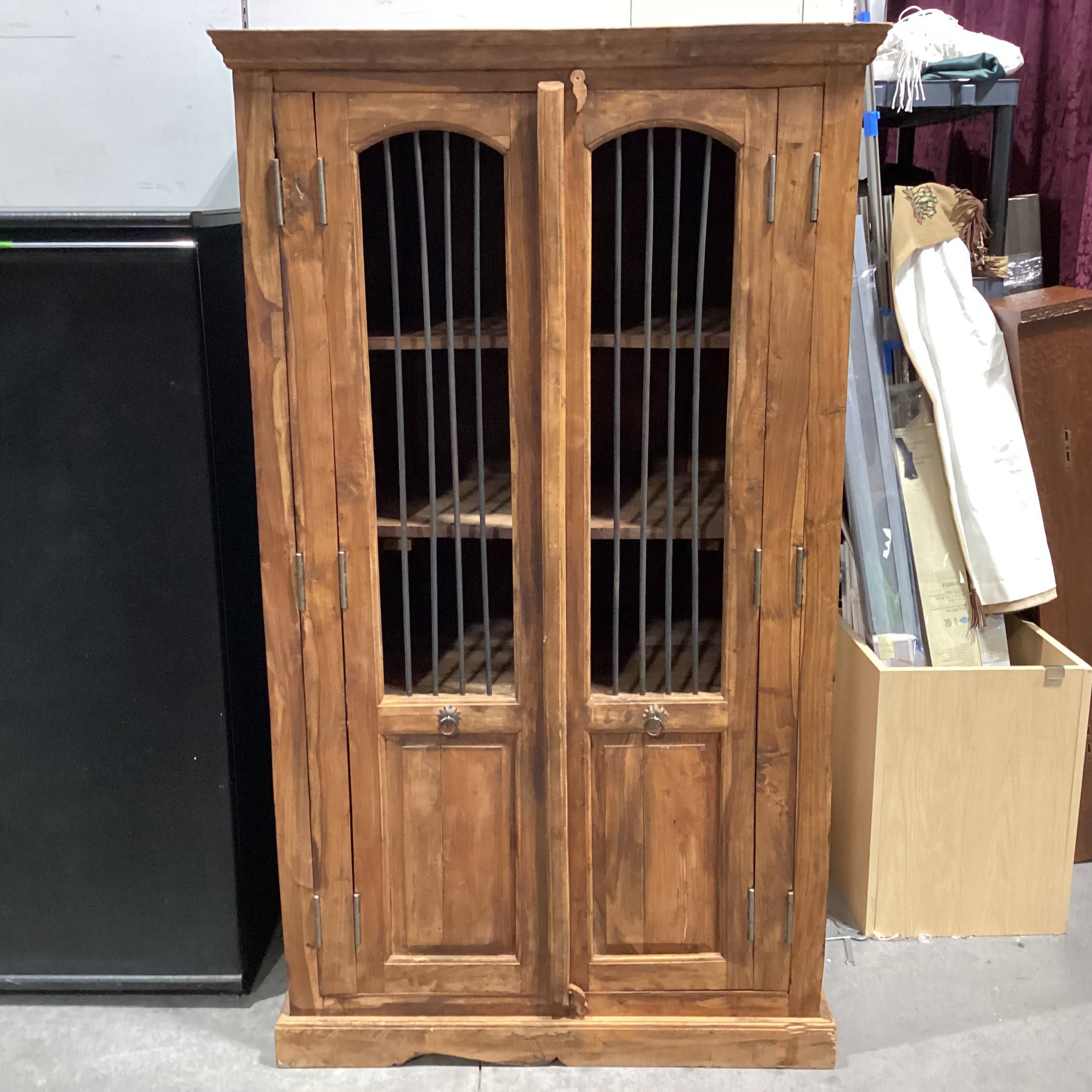 Solid Rustic Wood with Iron Accent Armoire 40.5"x 25"x 70.5"