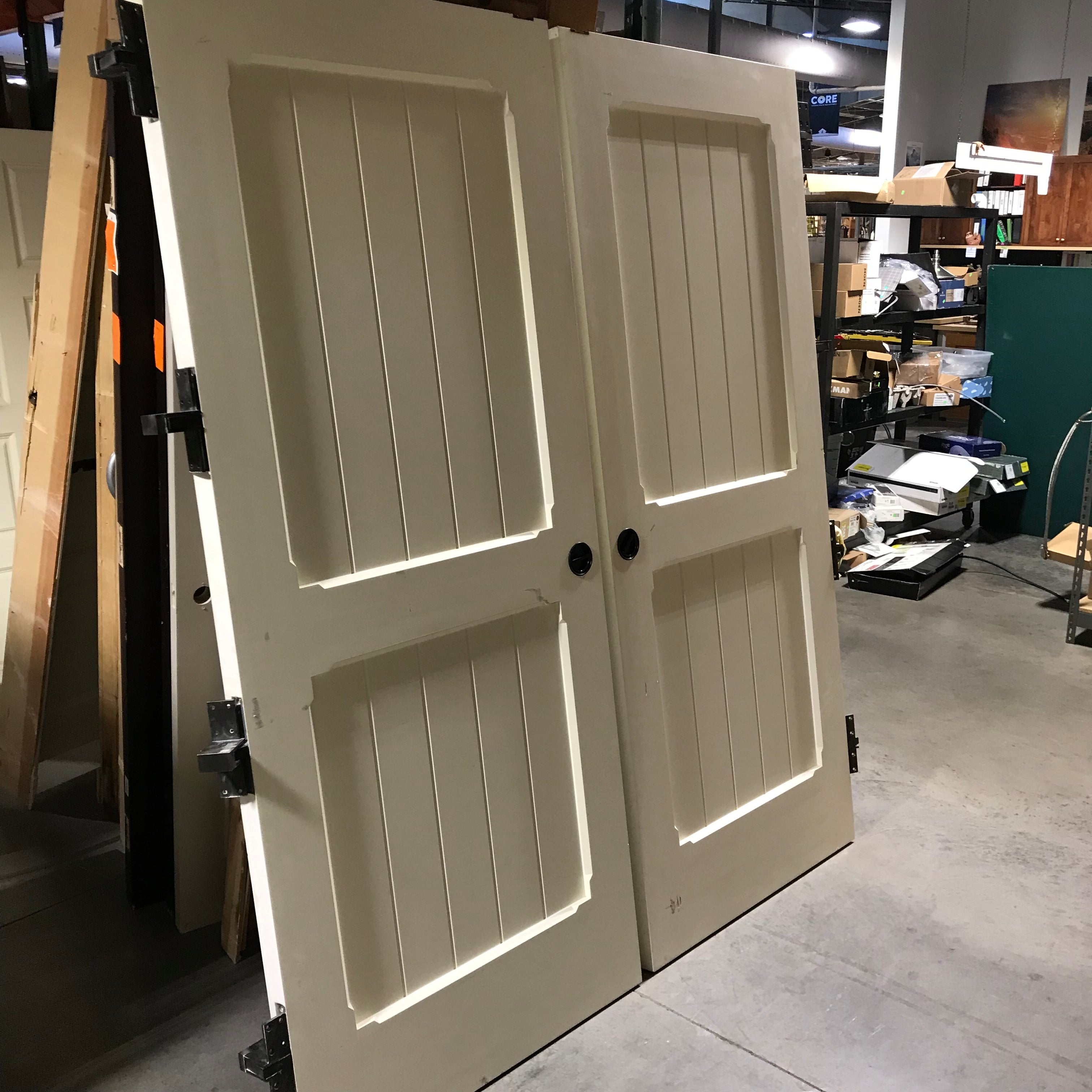 35.75"x 84"x 2.25" Each Door / PAIR of Closet Doors Cream 2 Vertical Panels