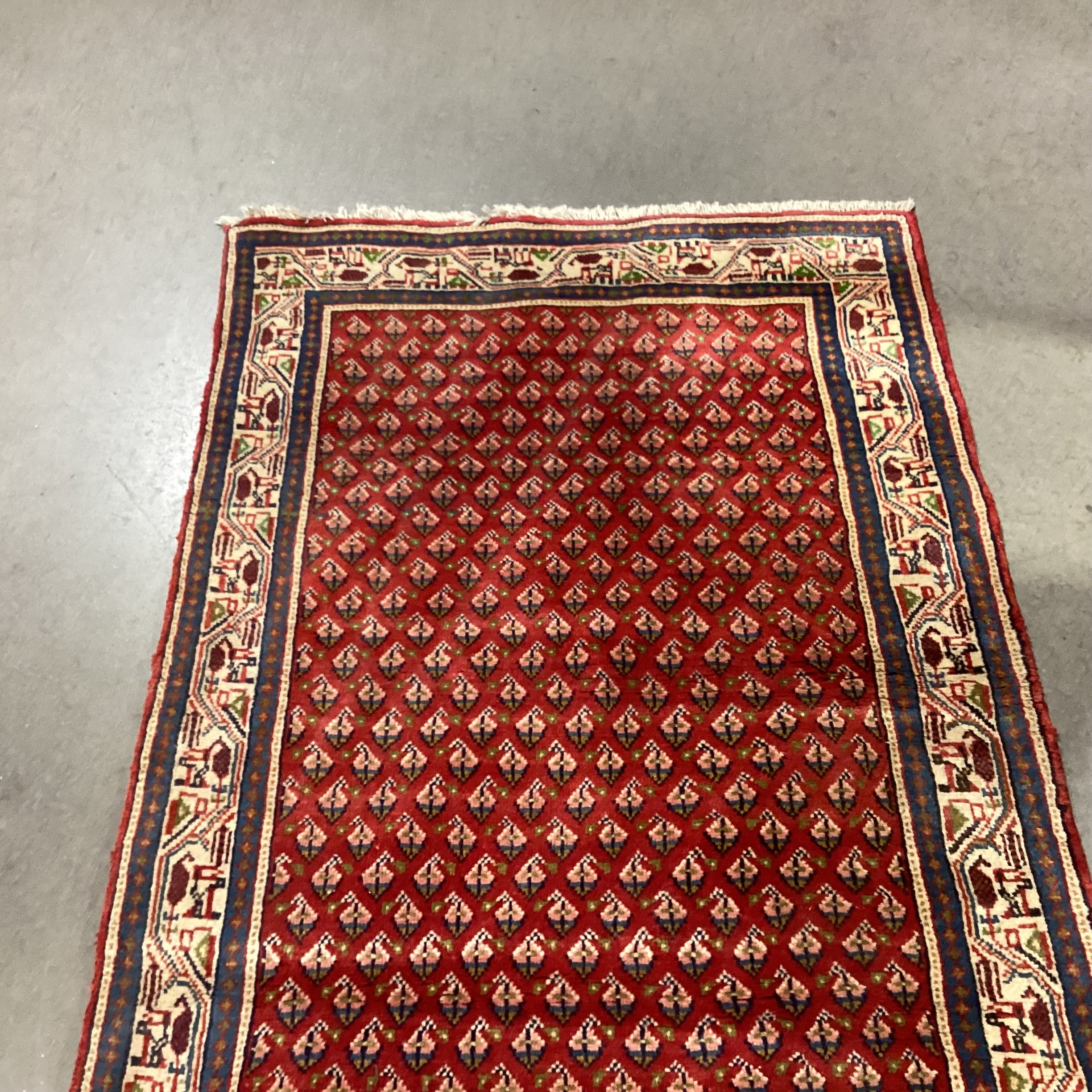 Markazi Botemir Authentic Persian Red Woven Wool Runner Rug 2'10"x 16'7"