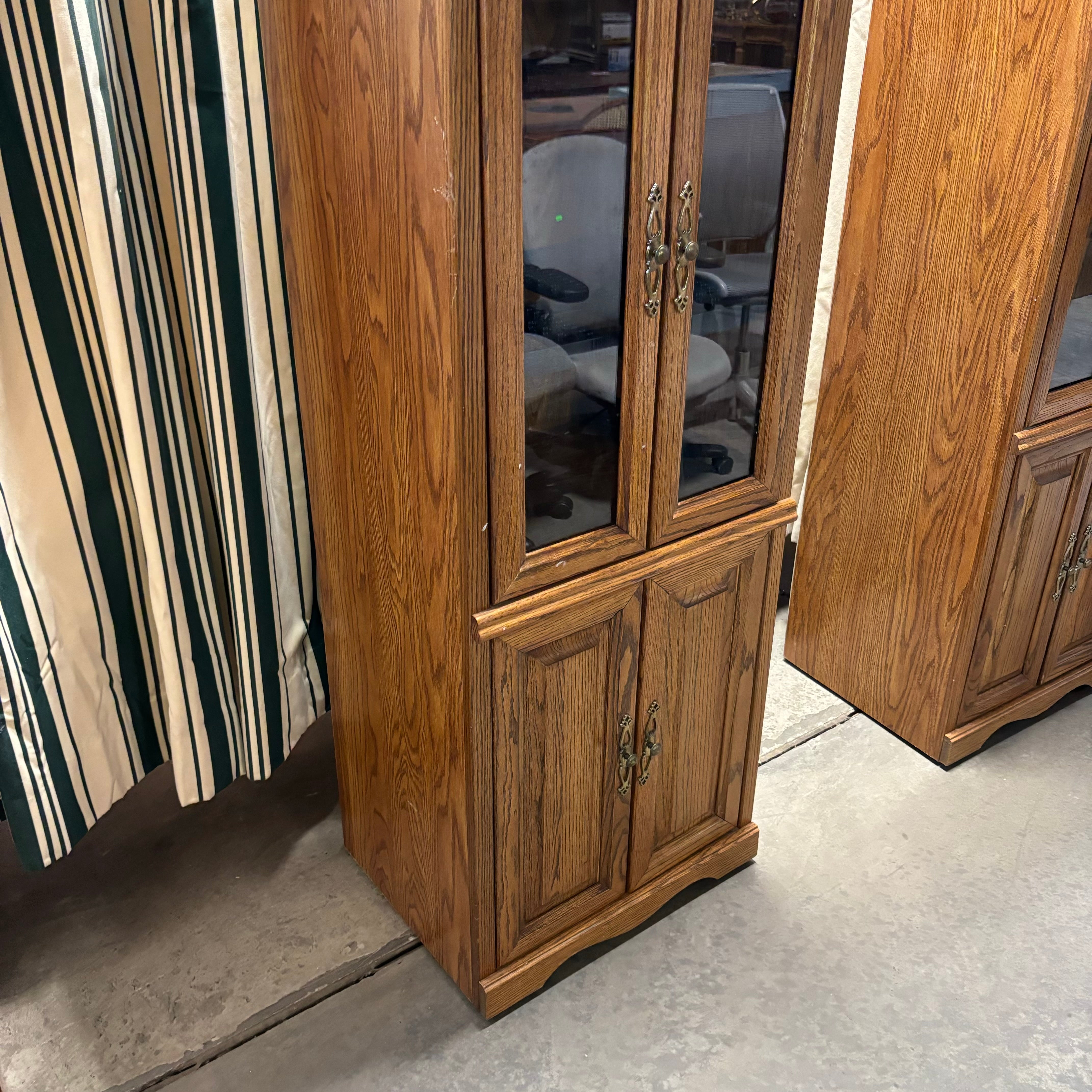 Dark Finish Solid Wood 4 Door with Brass Accents Display Bookcase 22"x 18"x 73"