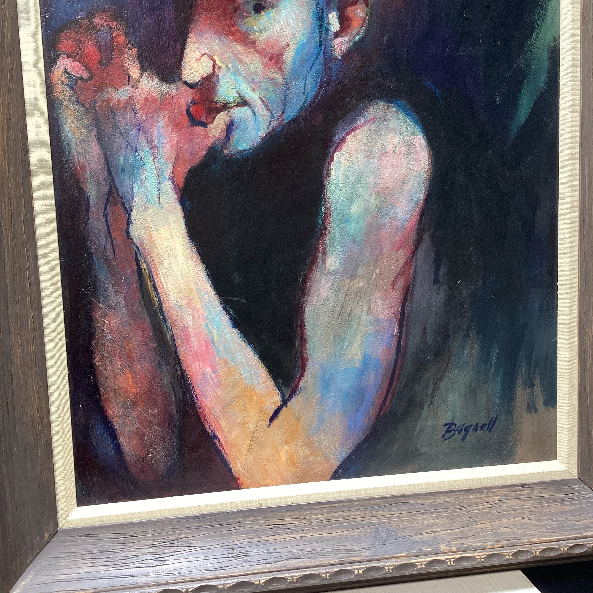 Steve Bagnell Signed Original Male Portrait In Wooden Frame 32.5" x 42.5"