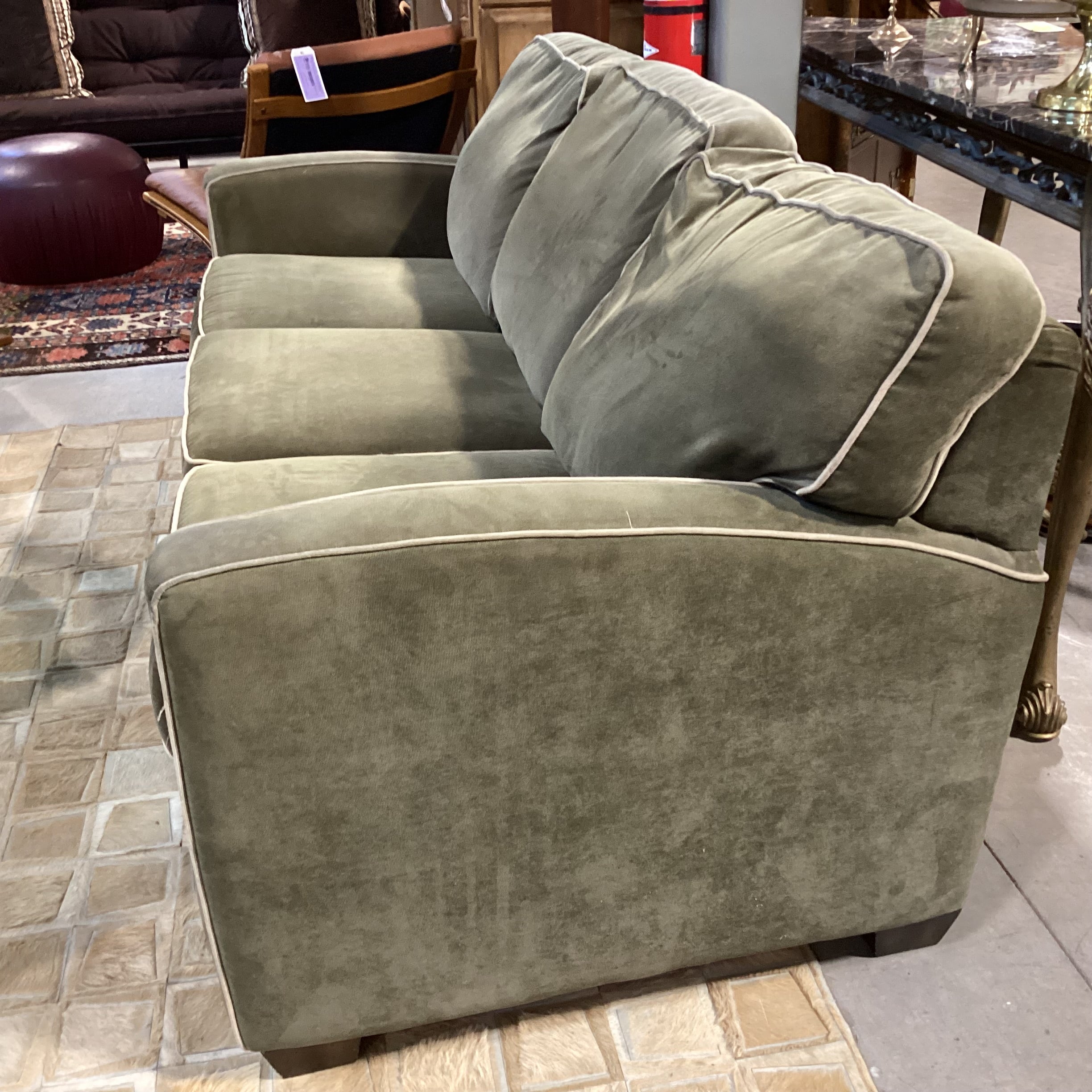 Flexsteel Olive Woven with Cream Piping Sofa 75"x 38"x 36"