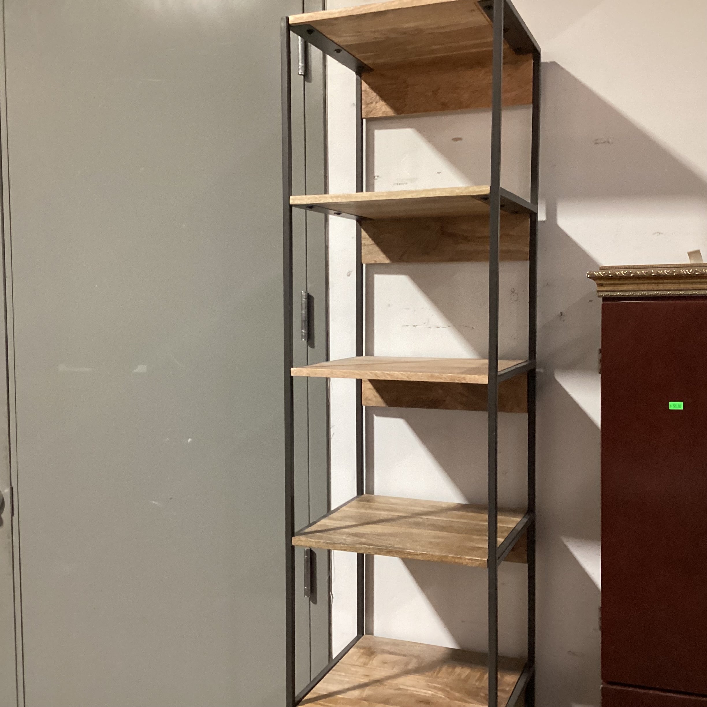 West Elm Natural Mango Wood & Metal with Storage Industrial Modern Shelves 17"x 17"x 84"
