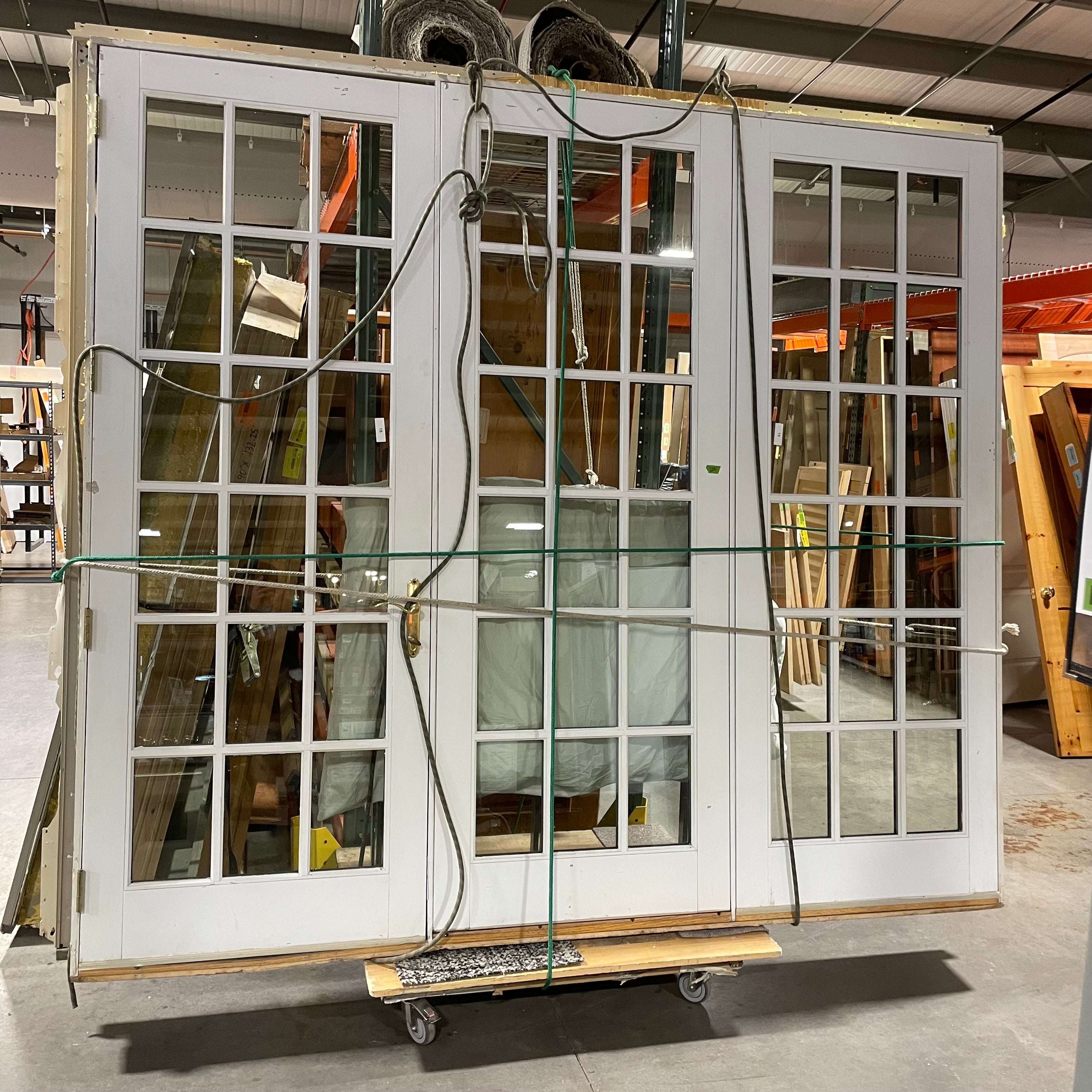 107"x 96"x 7" Rough Opening Tan Metal Clad French Doors with Side Light with Jamb