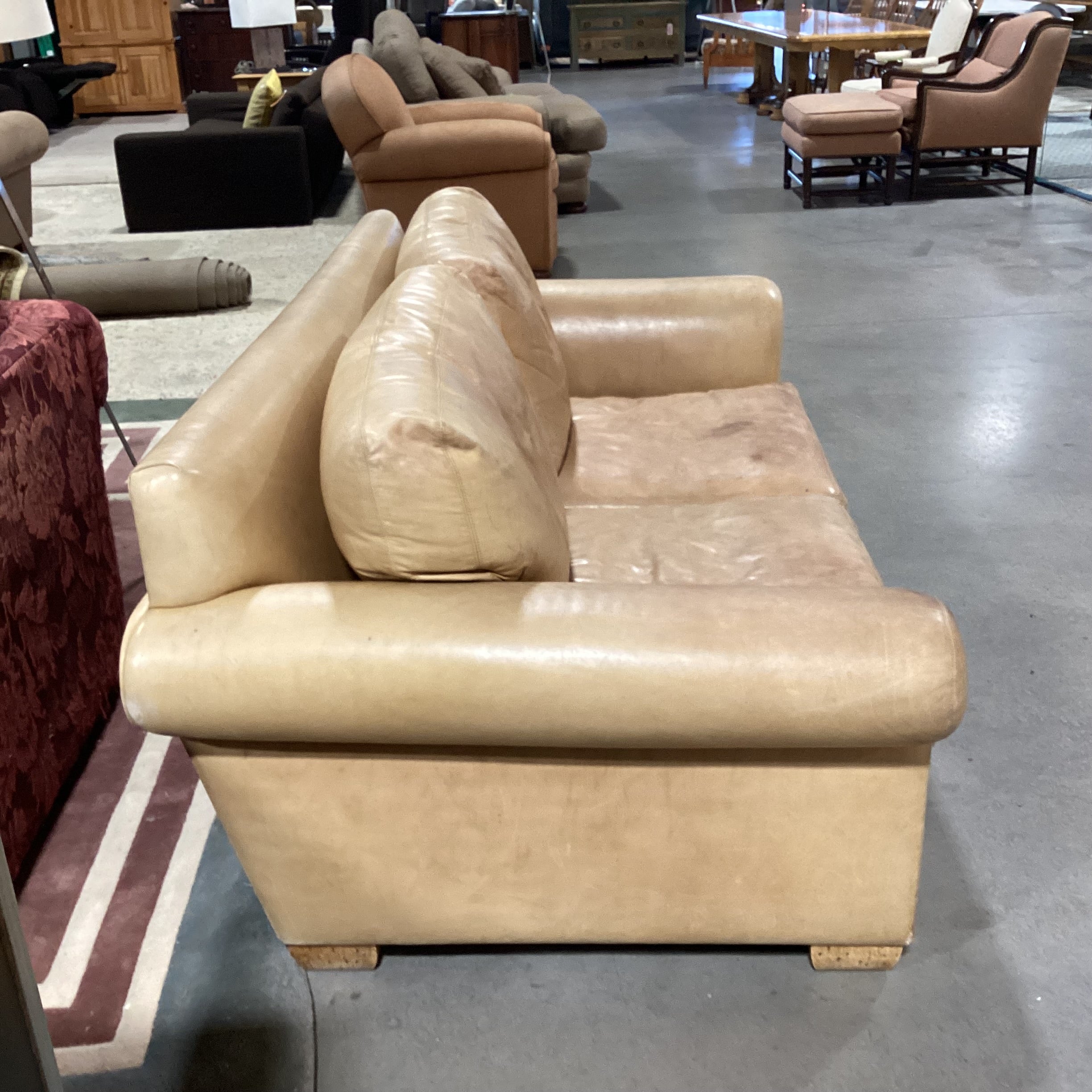 D Langston Blonde Leather Sofa 76"x 40"x 30"