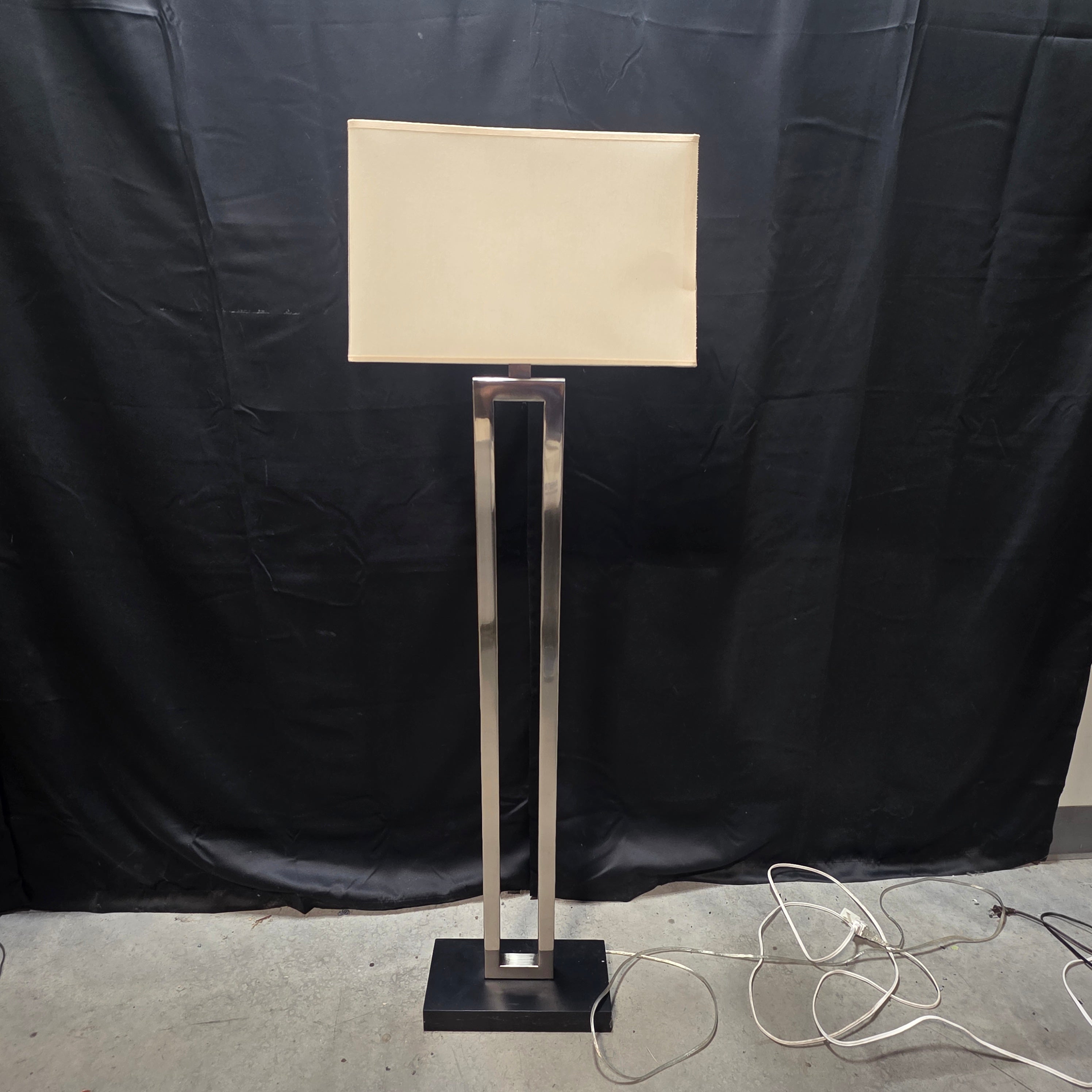 Strick and Bolton Spero Chrome and Contrast Black Base Floor Lamp 18"x9"x60"