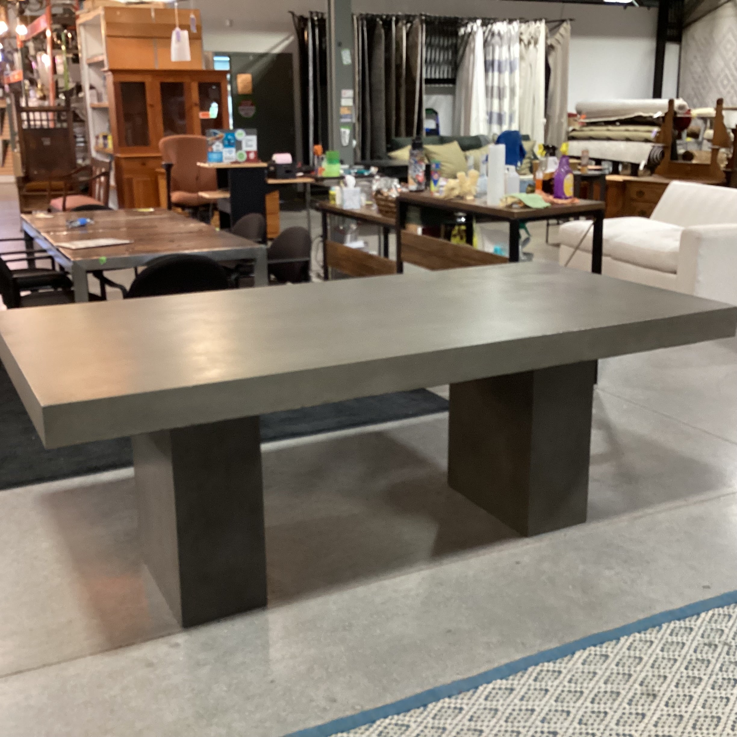 Concrete Double Pedestal Rectangle Dining Table 82.5"x 39.5"x 31"