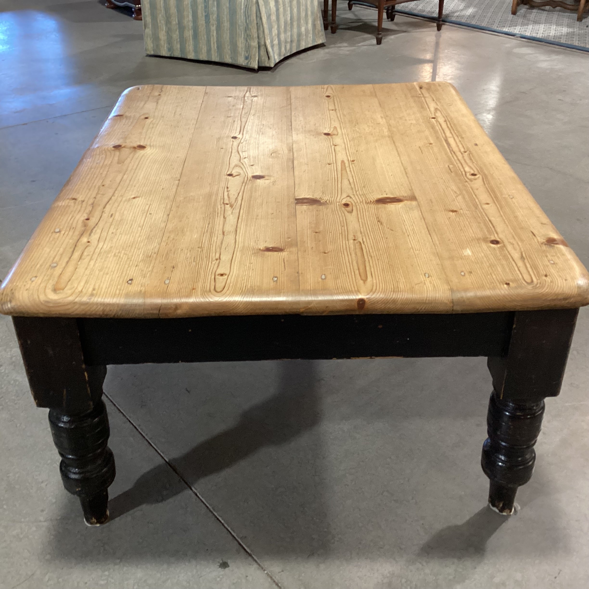 Natural & Black Distressed Pine 1 Drawer Coffee Table 42.5"x 35"x 21.5"