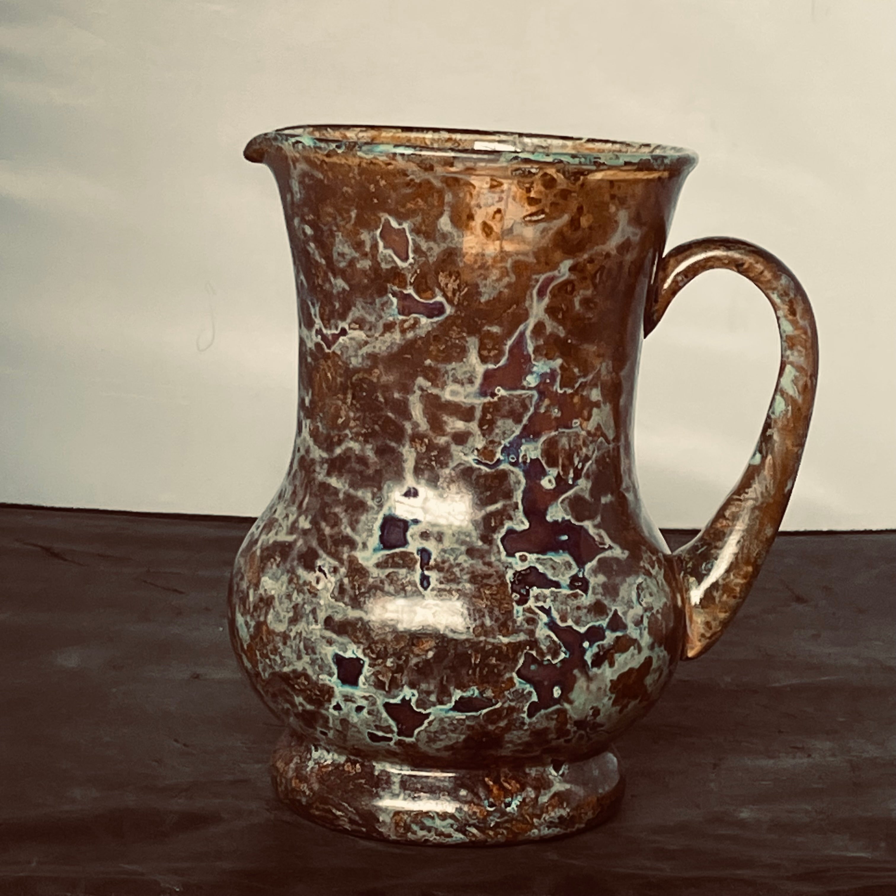 Antique Knizek Style Pandora Glass Pitcher, 7"x 8.5"