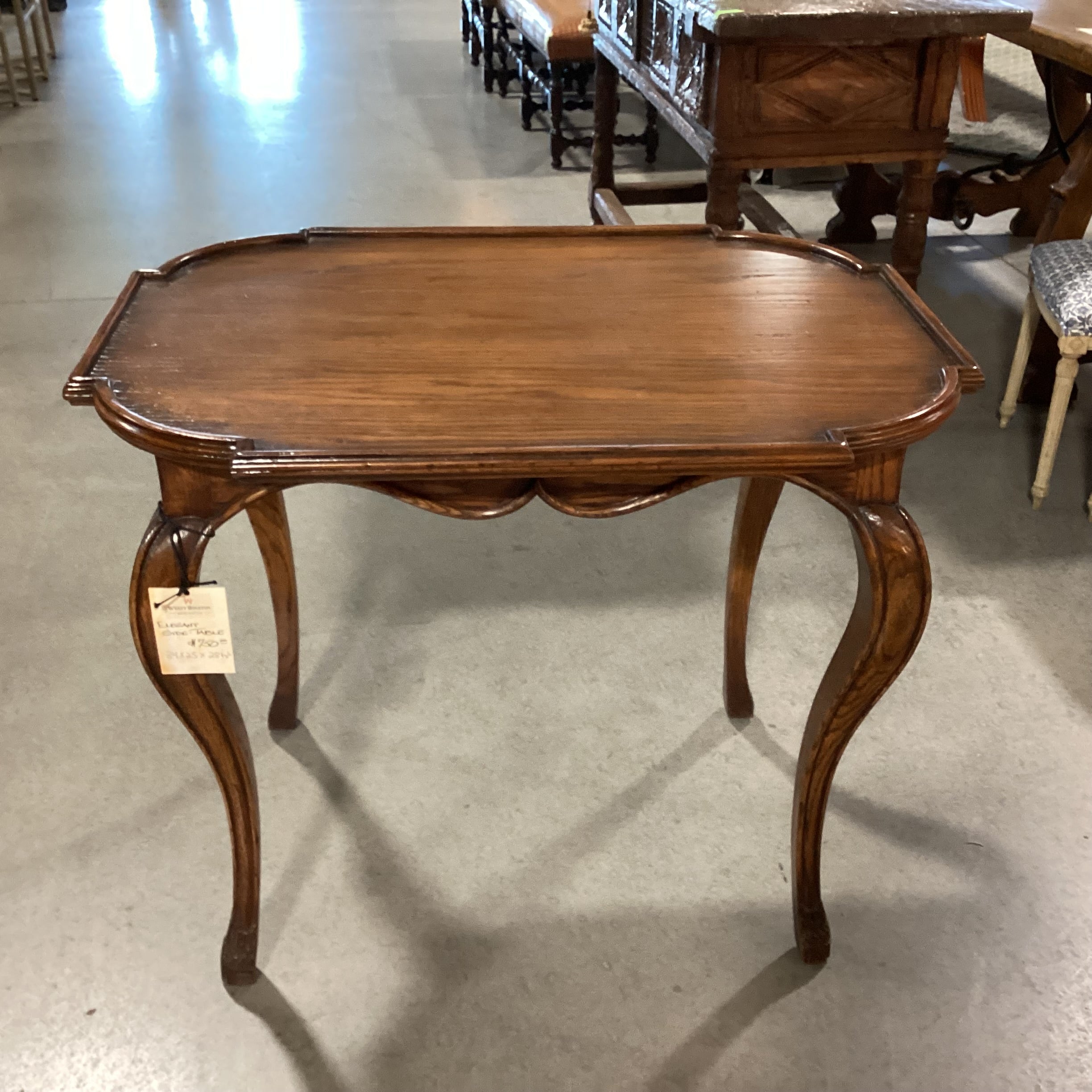 Ornate Carved Finished Wood Accent Table 35"x 26"x 28.5"
