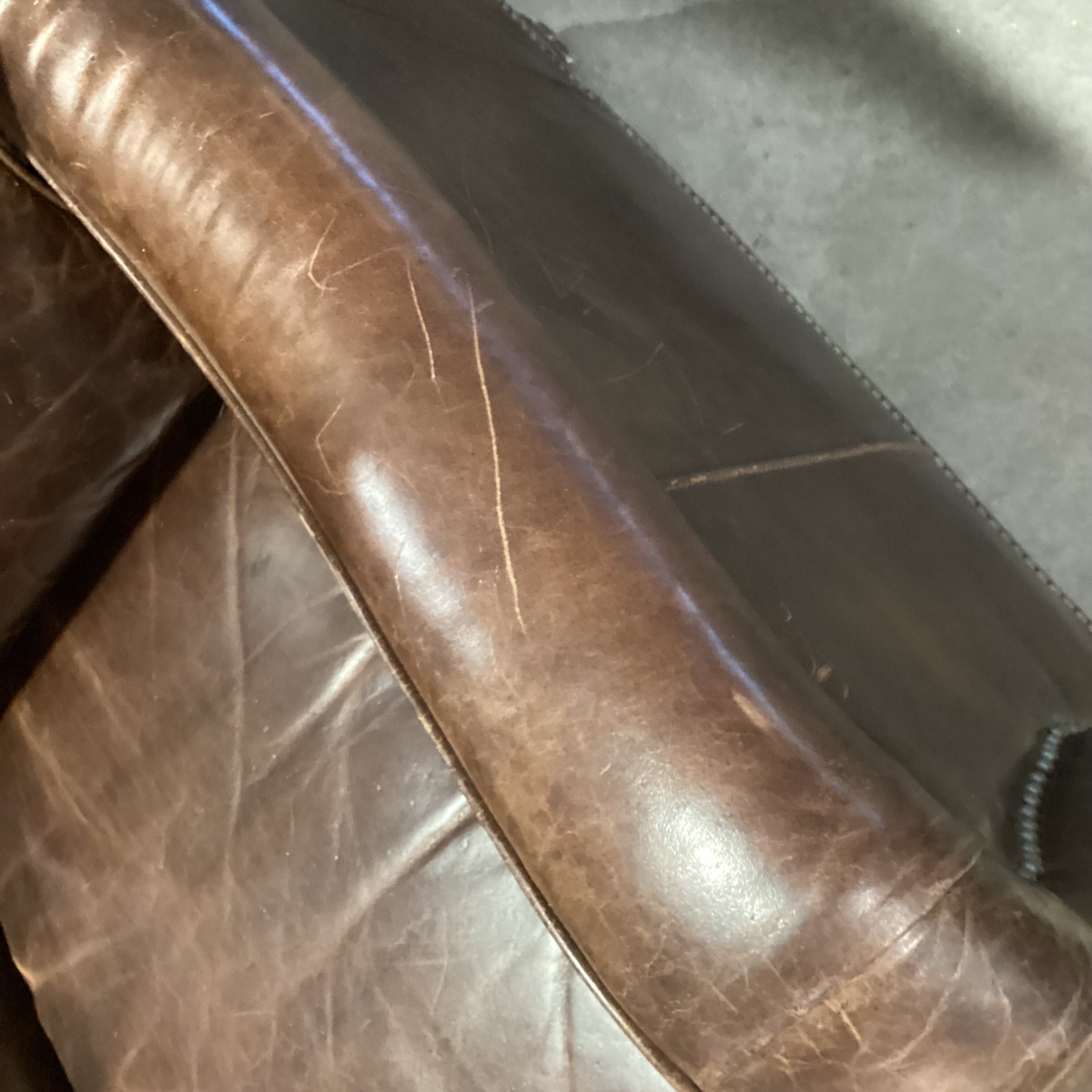 Distressed Leather Nailhead Club Chair 32"x 42"x 38"