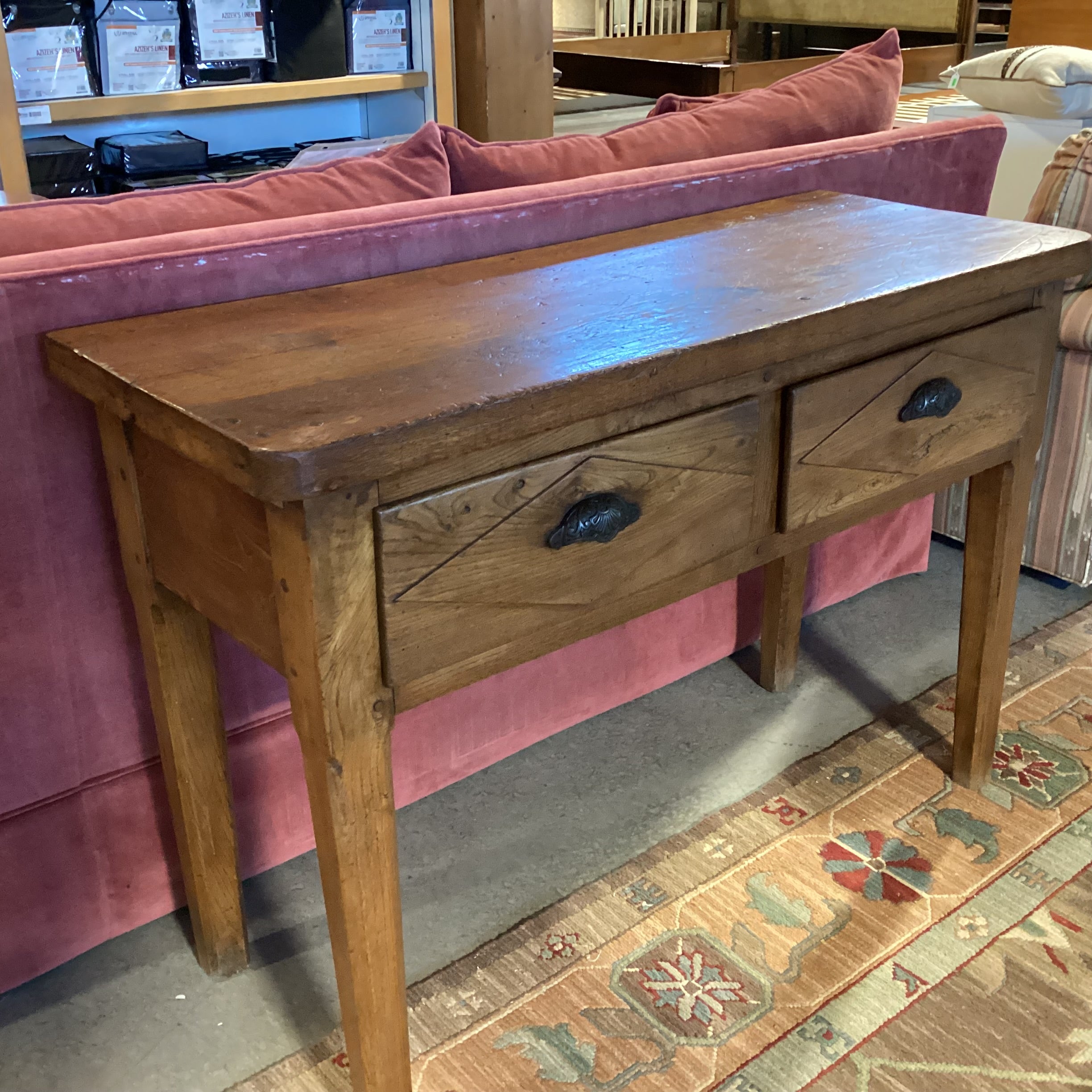 Antique Solid Wood 2 Drawer Console Sofa Table 45.5"x 17.5"x 31.5"