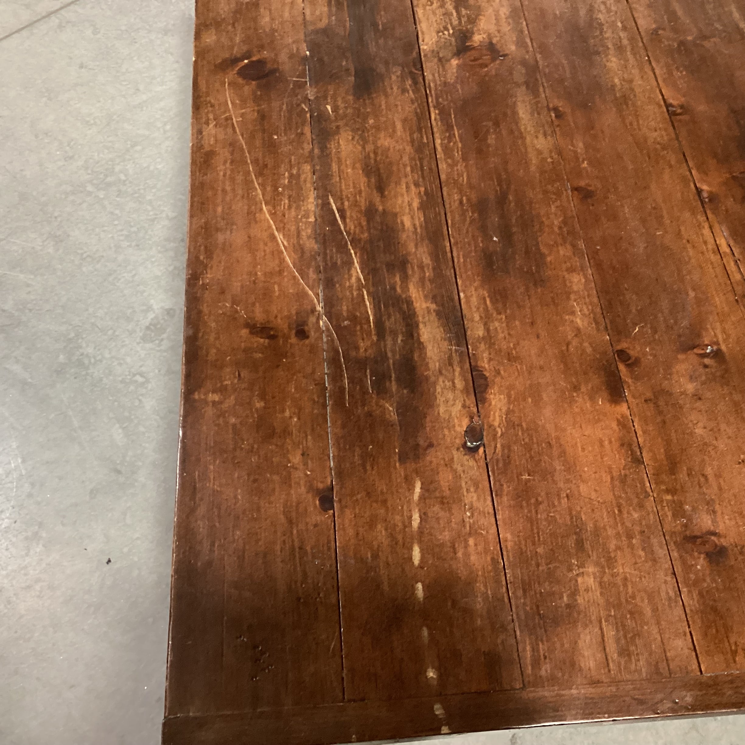 Distressed Finish Plank & Green Wood Coffee Table 48"x 30"x 20"