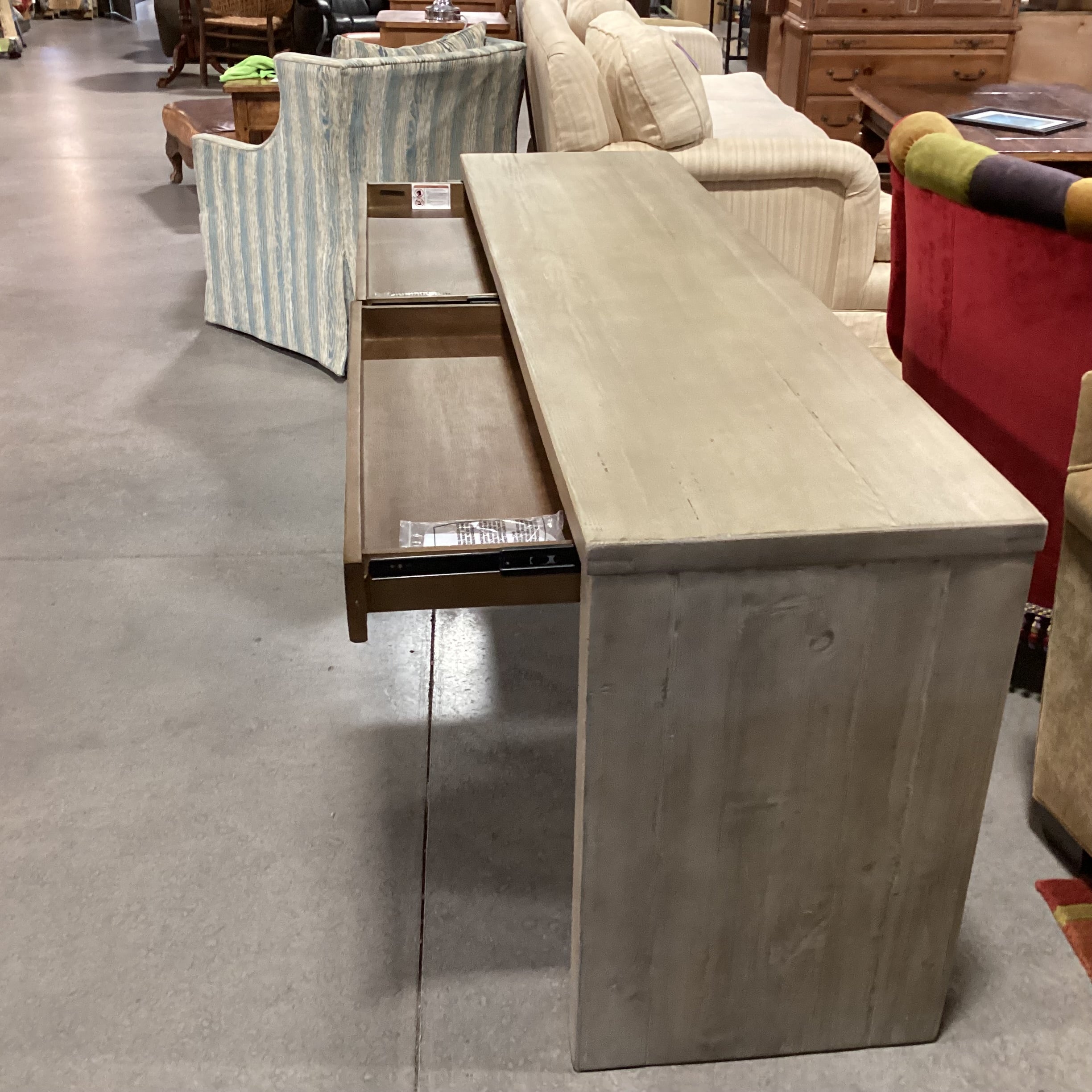 Pottery Barn Pismo Kiln Dried Solid Wood with Seadrift Finish 2 Drawer Console 80"x 20"x 31"