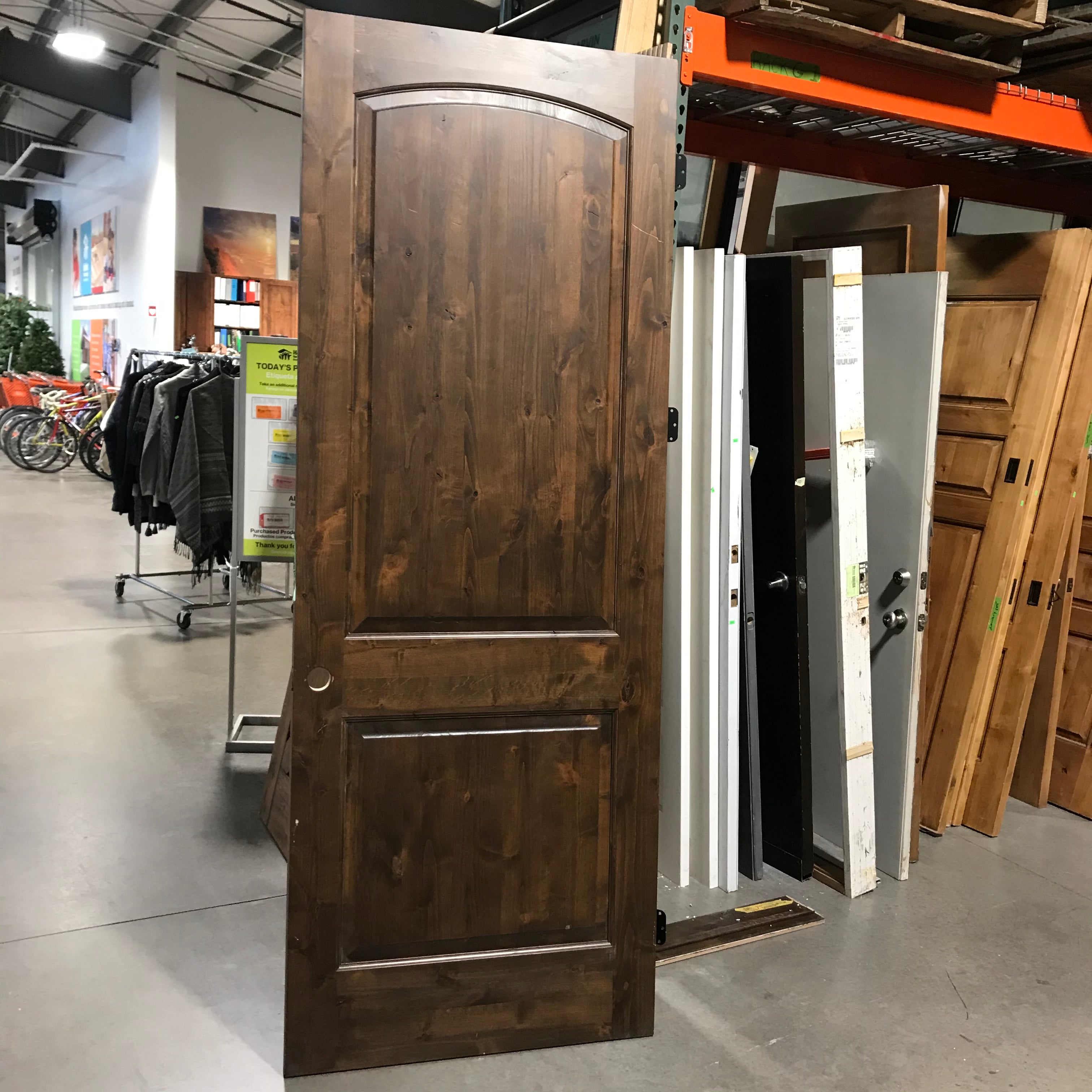 36"x 96"x 1.25" Brown 2 Panel with Arch on Upper Panel Interior Door