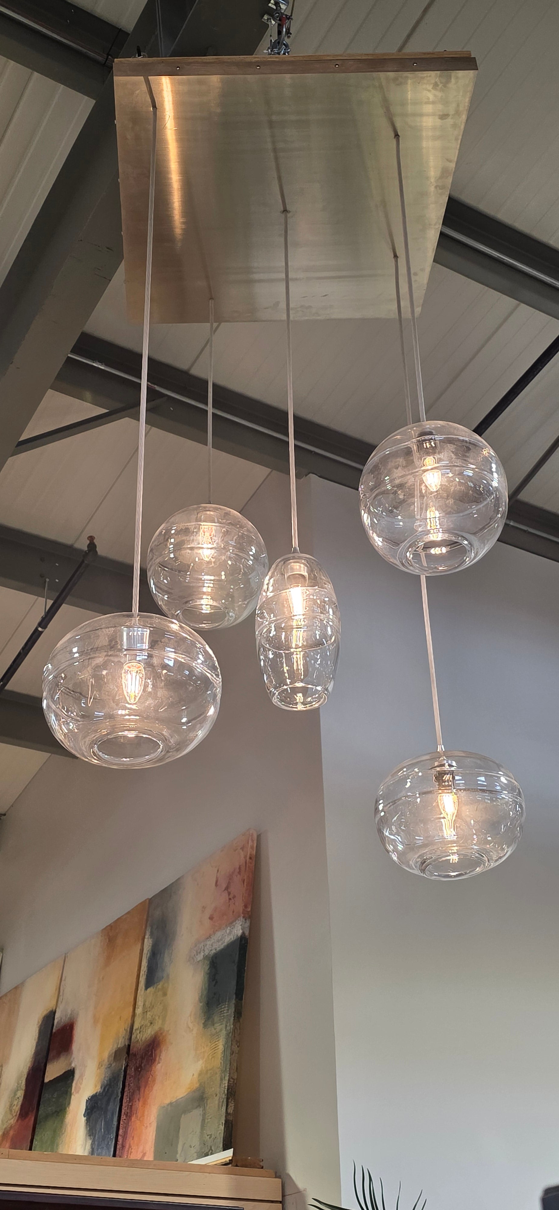 Distinct Bubble Globe Chandelier 5 Lights 30"x30"x62"