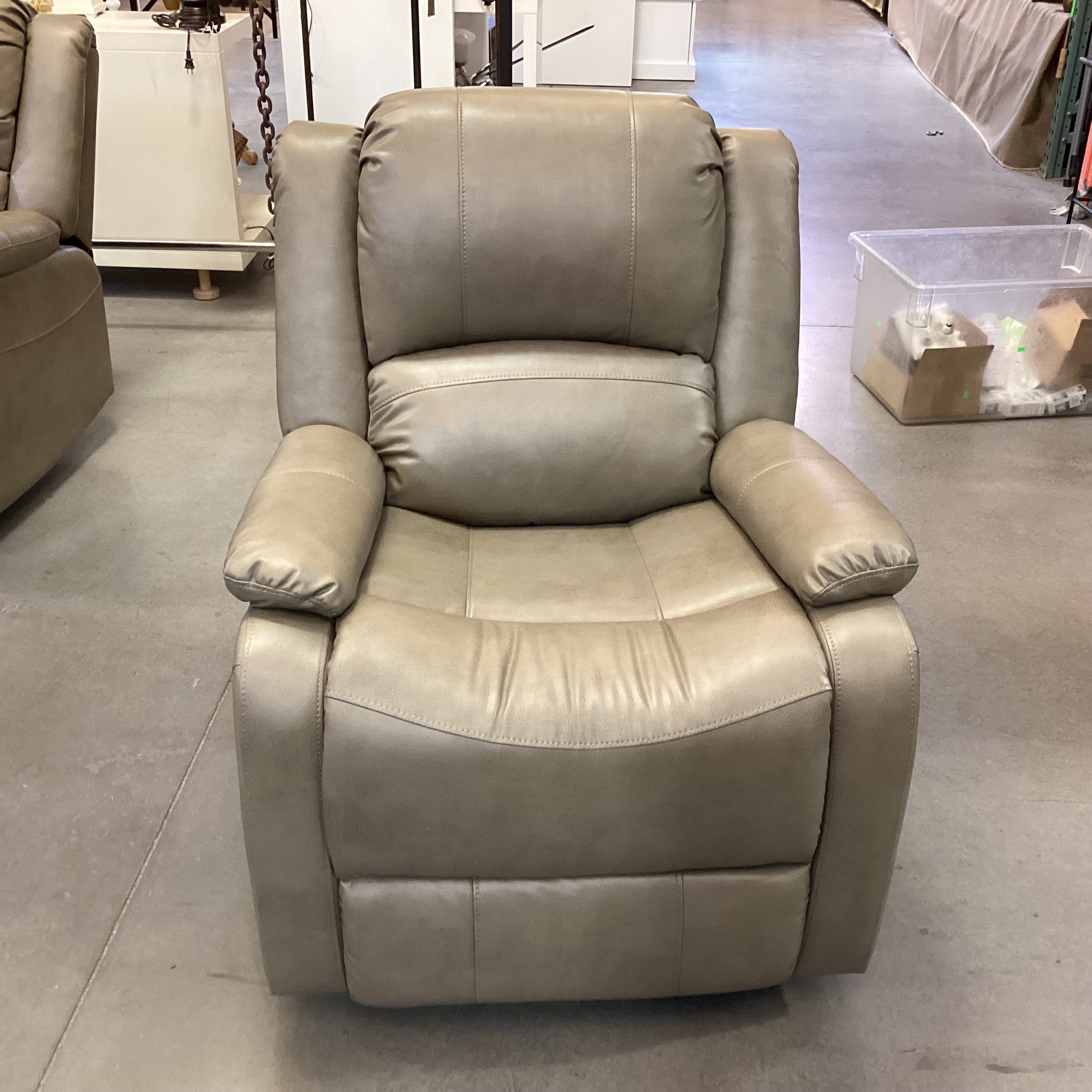 Recpro Taupe Faux Leather Swivel Rock Recliner Chair 31"x 36"x 38"