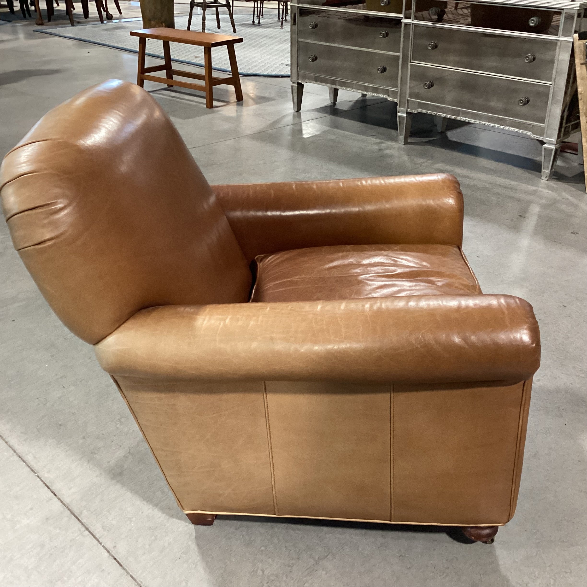 Lee Industries Leather with Front Casters Club Chair 36"x 38"x 35"