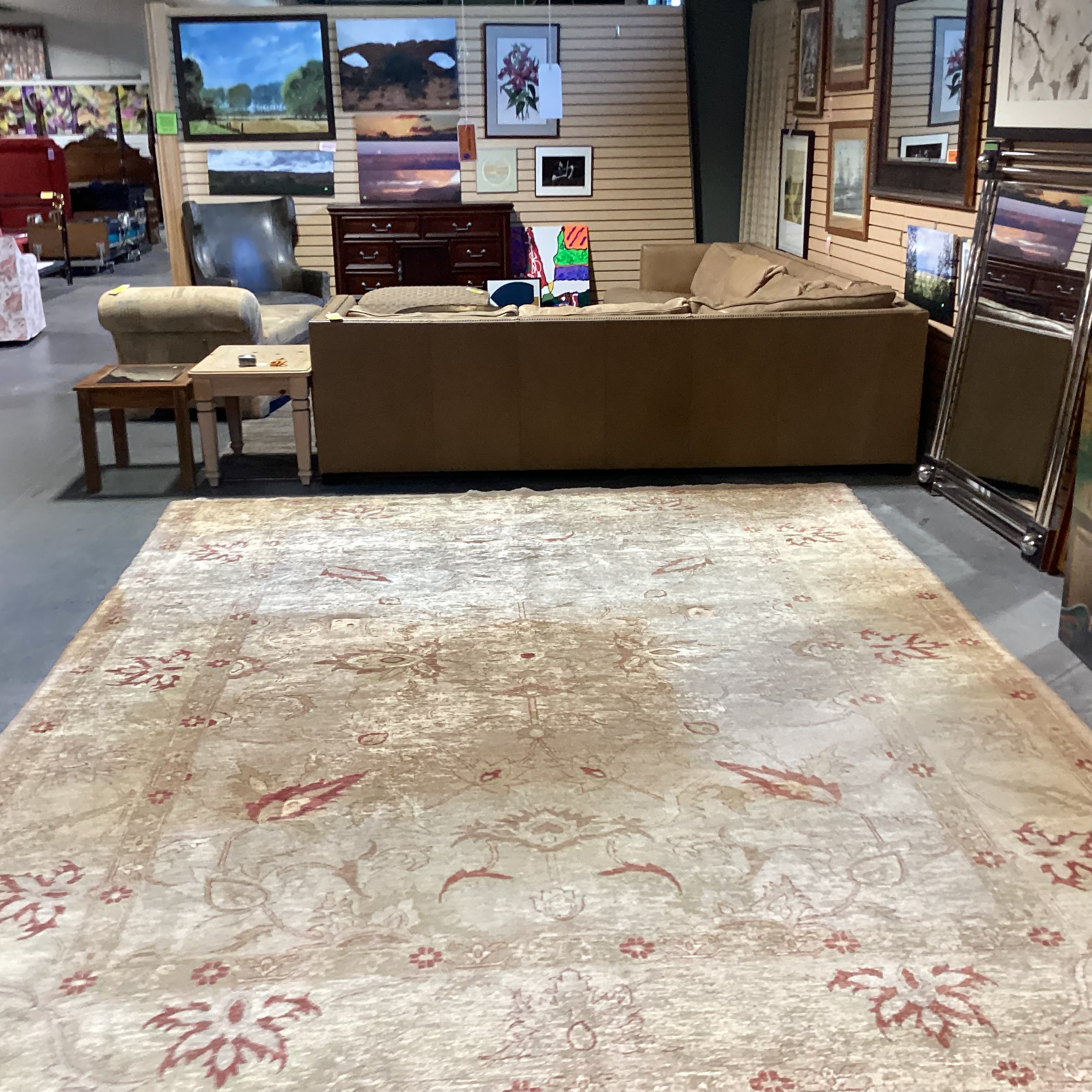 Gold Tan Rust Hand Woven Silky Tufted Wool Rug 10'1"x 13'4"