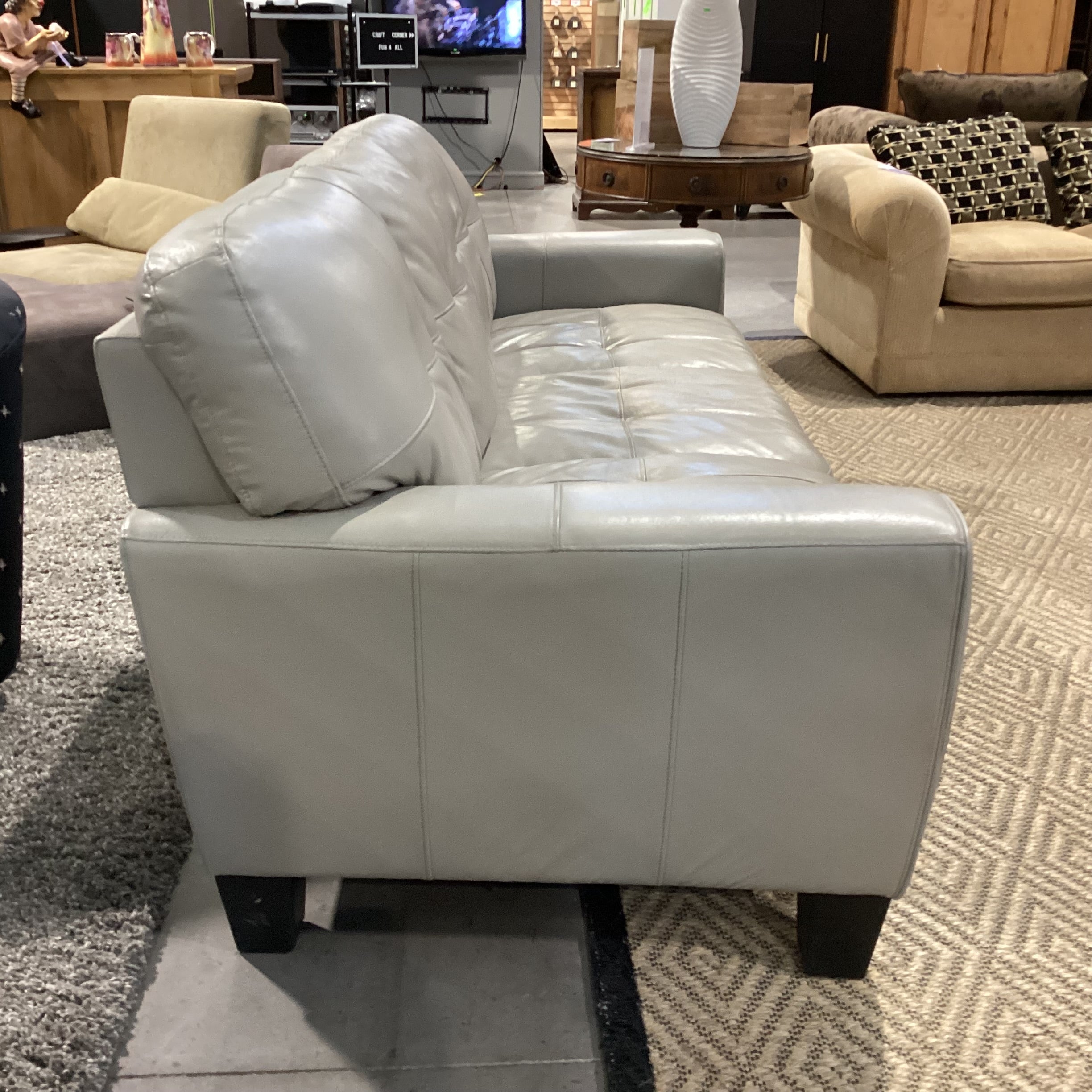 Grey Faux Sofa 84"x 38"x 36"
