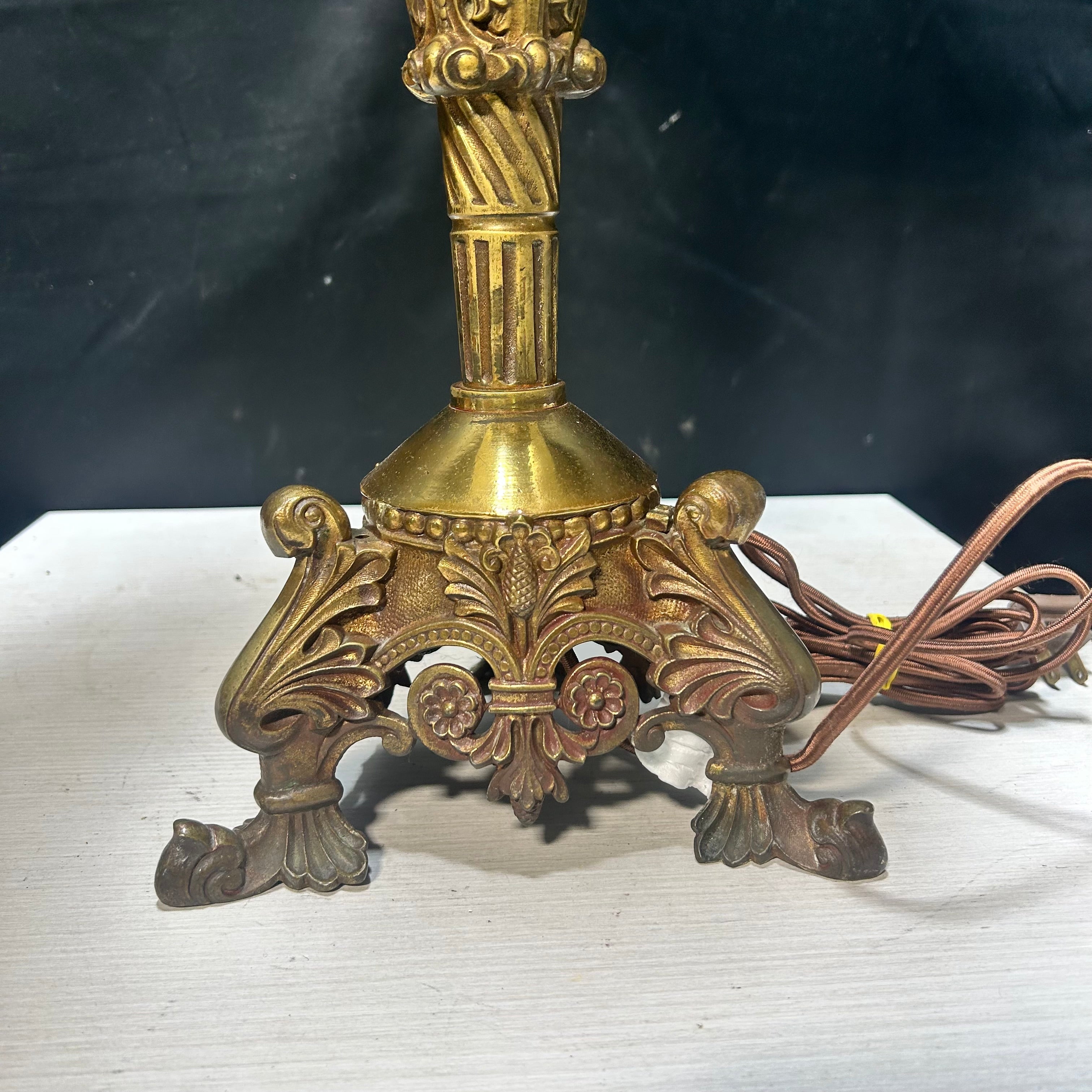 19th Century French Candlestick Brass Table Lamp 19"x 41"