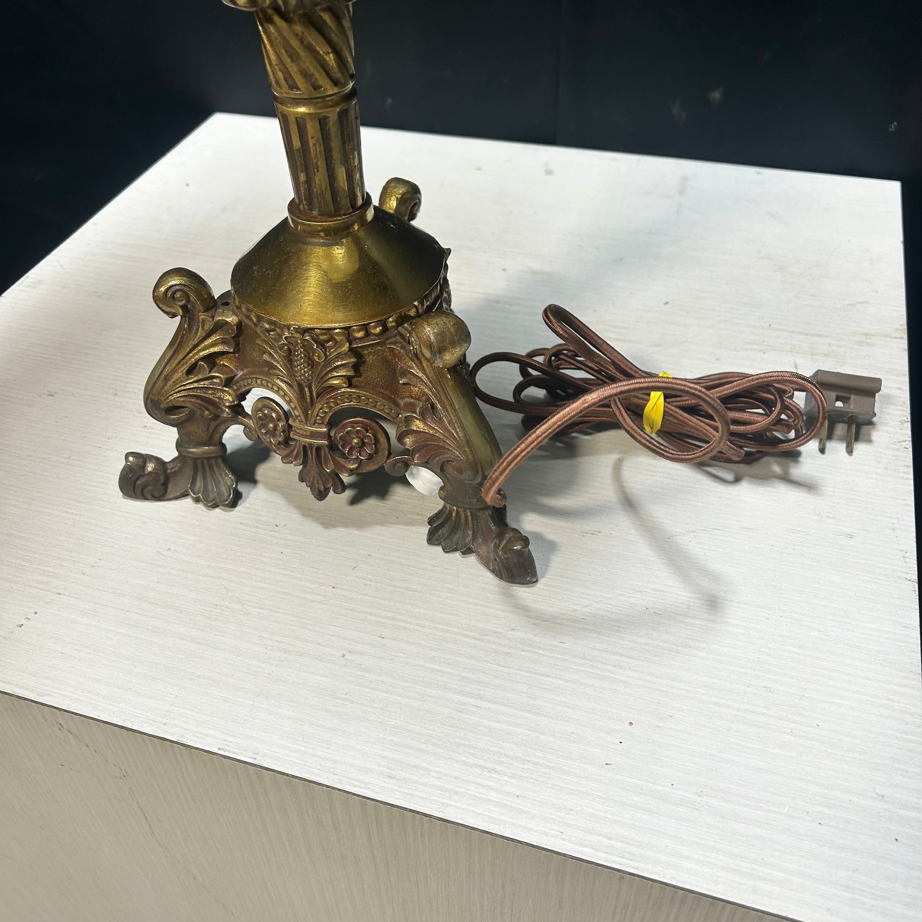 19th Century French Candlestick Brass Table Lamp 19"x 41"