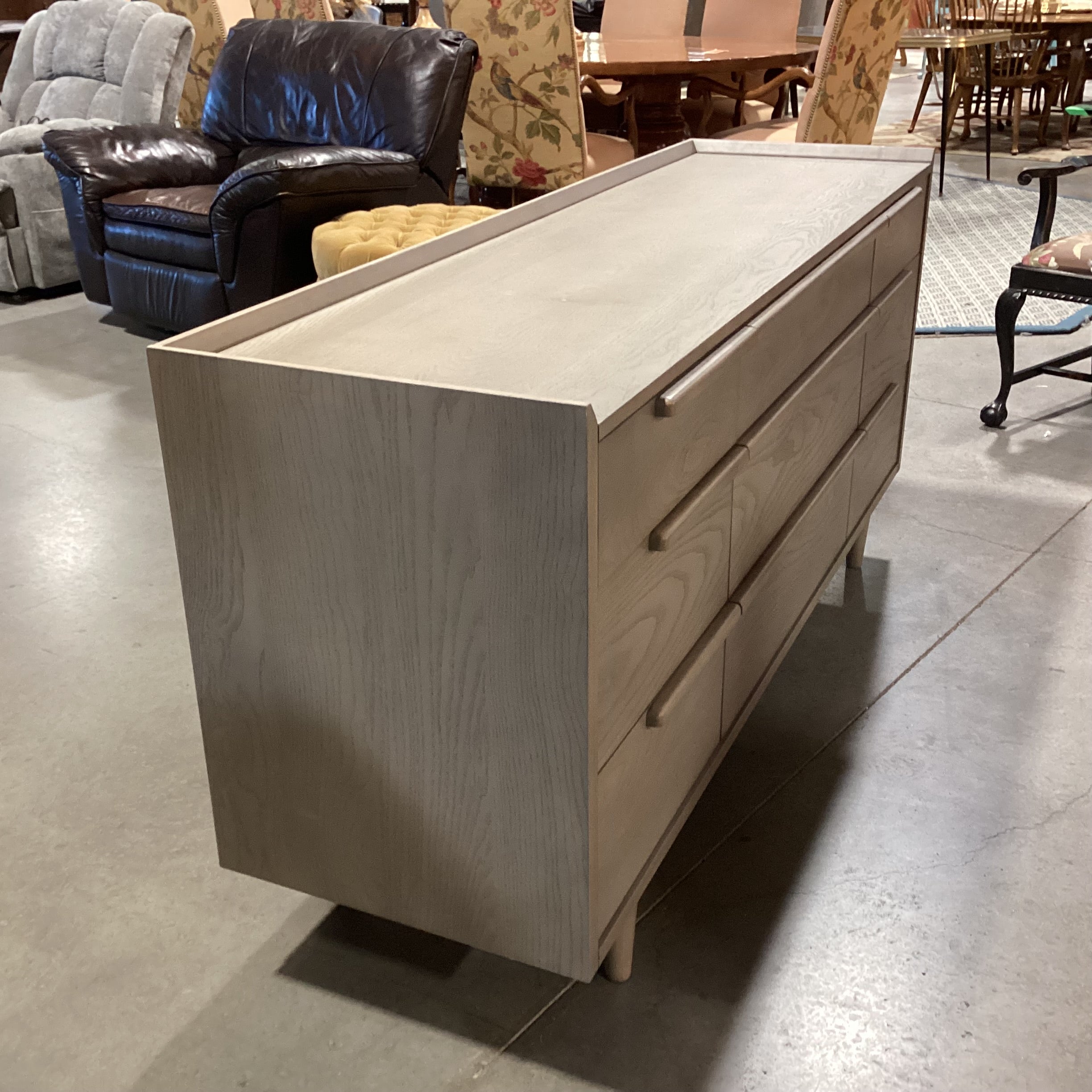 Crate & Barrel Tate Stone Grey Oak 9 Drawer Dresser 68"x 20.5"x 33"