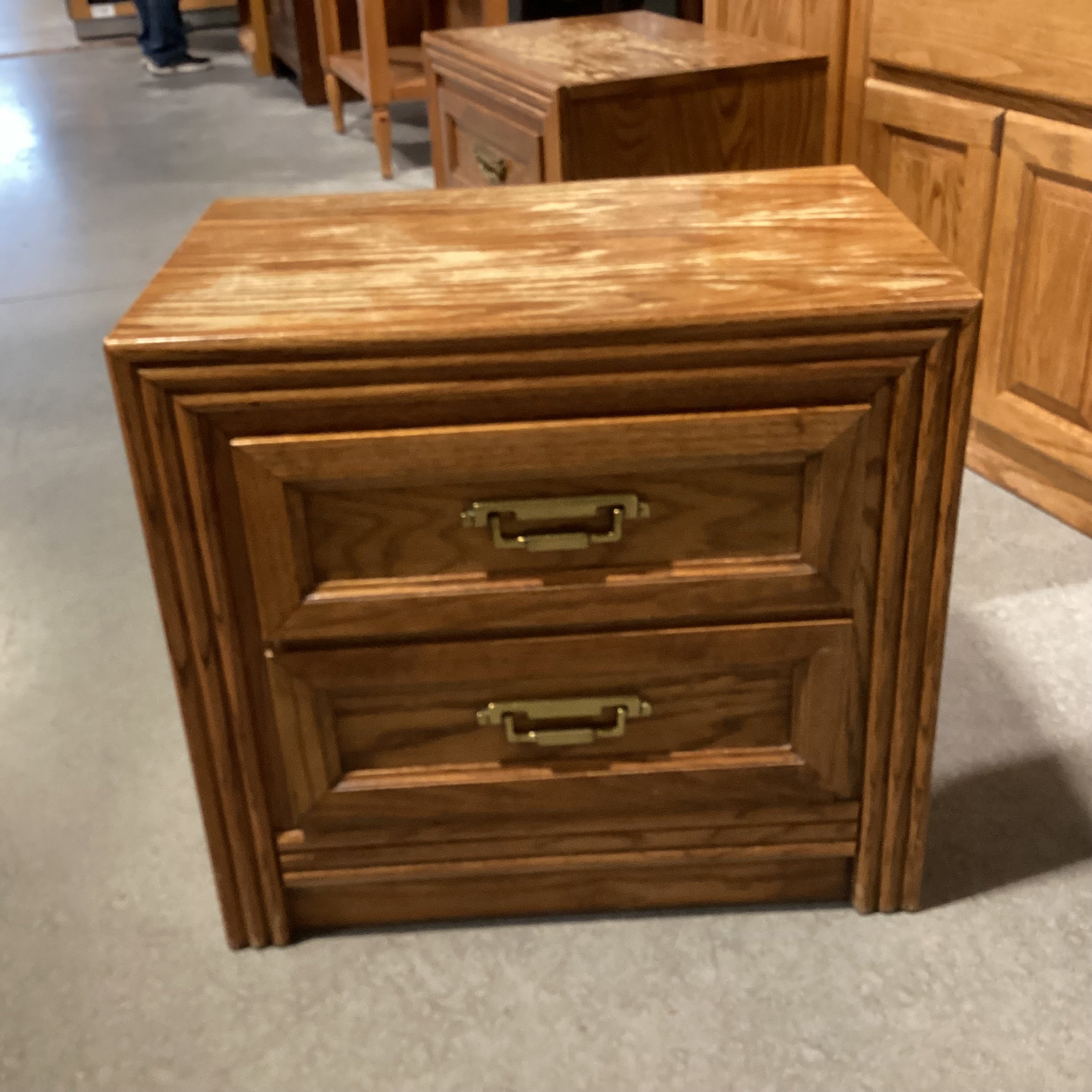 Lenoir House Finished Oak 2 Drawer Nightstand 24"x 16"x 22"