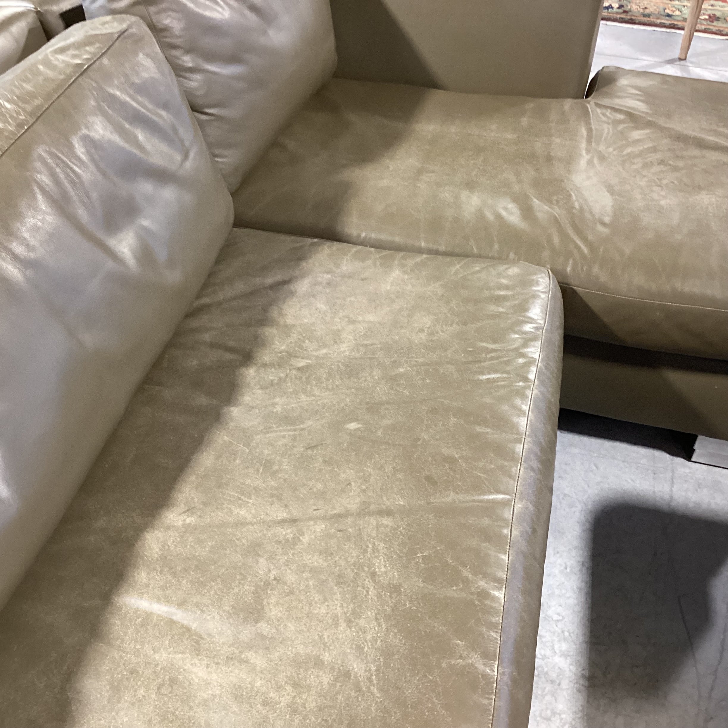 Modern Taupe Grey Leather Down Mix 4 Piece Sectional 76"x 162"x 62"x 40"x 28"