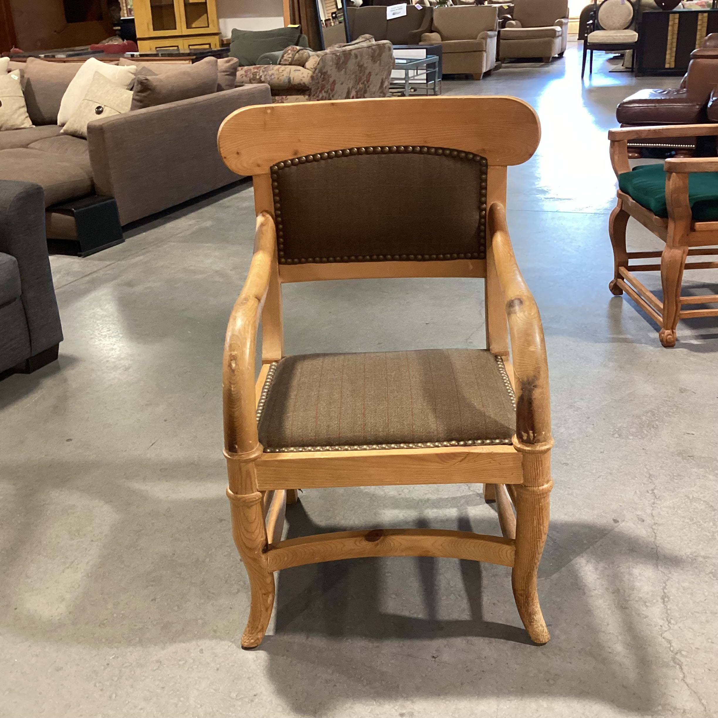 Buffalo Bill Style with Wool Plaid Nailhead Chair 28"x 24"x 39"